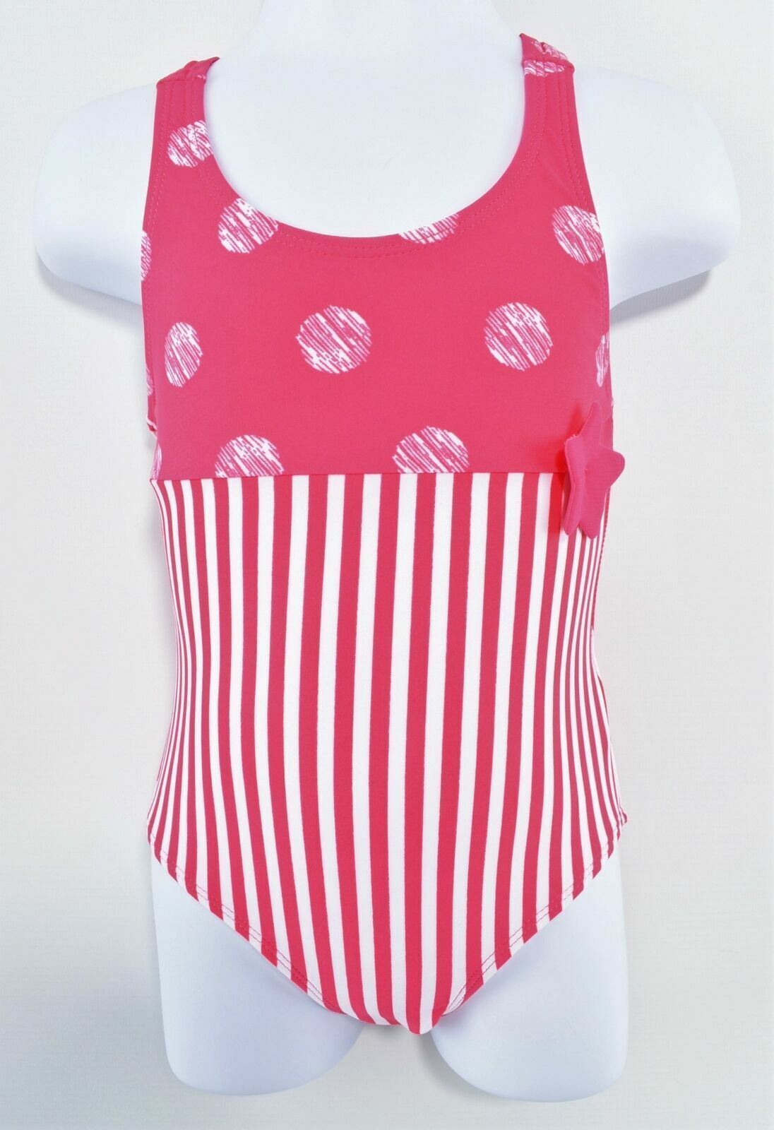 BELLYBUTTON Baby Girls Pink/White Striped One Piece Swimsuit 12 m to 18 months
