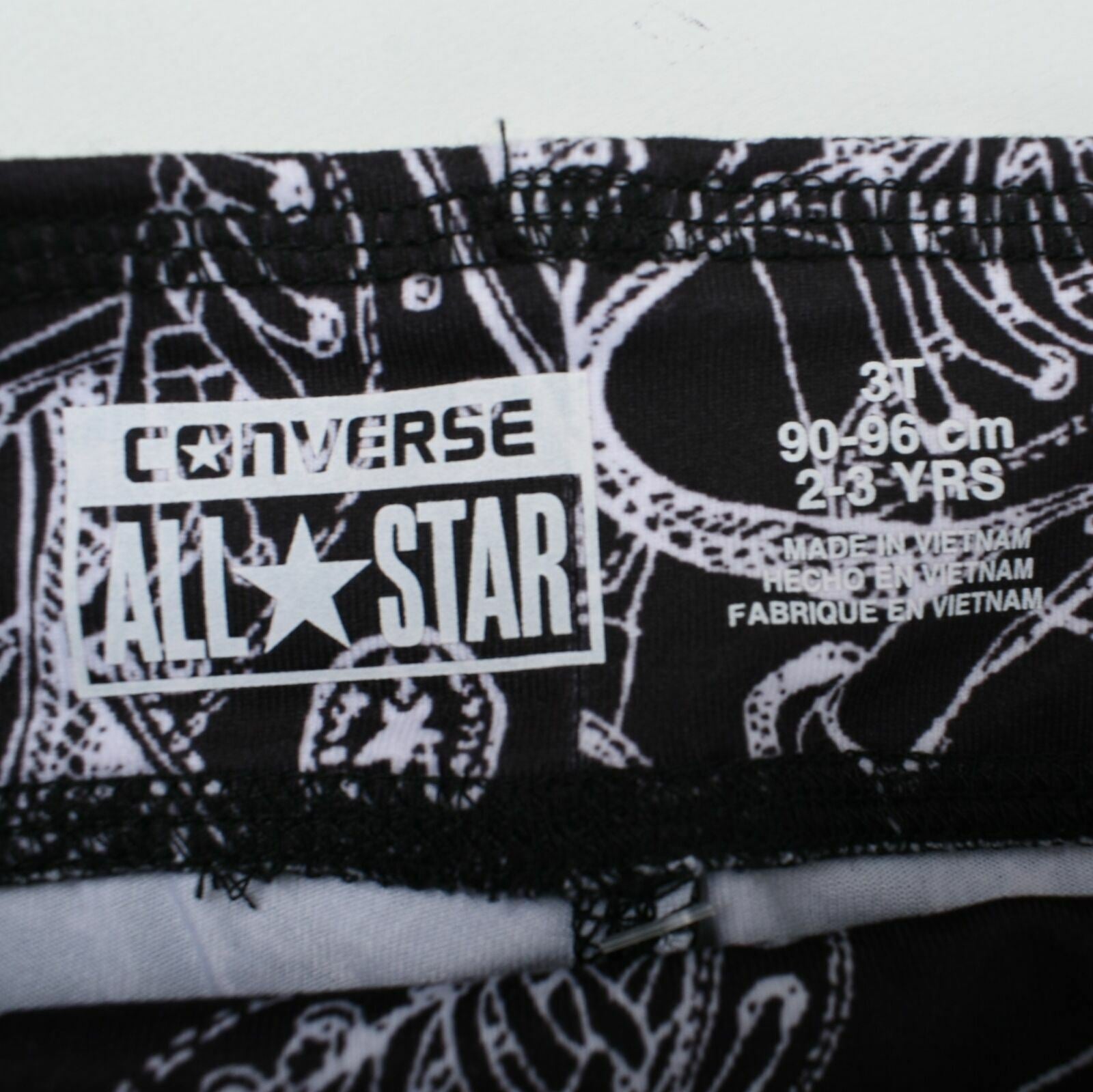 CONVERSE ALL-STAR Girl's Black & White 'Chuck' Capri Leggings 2 years to 3 years