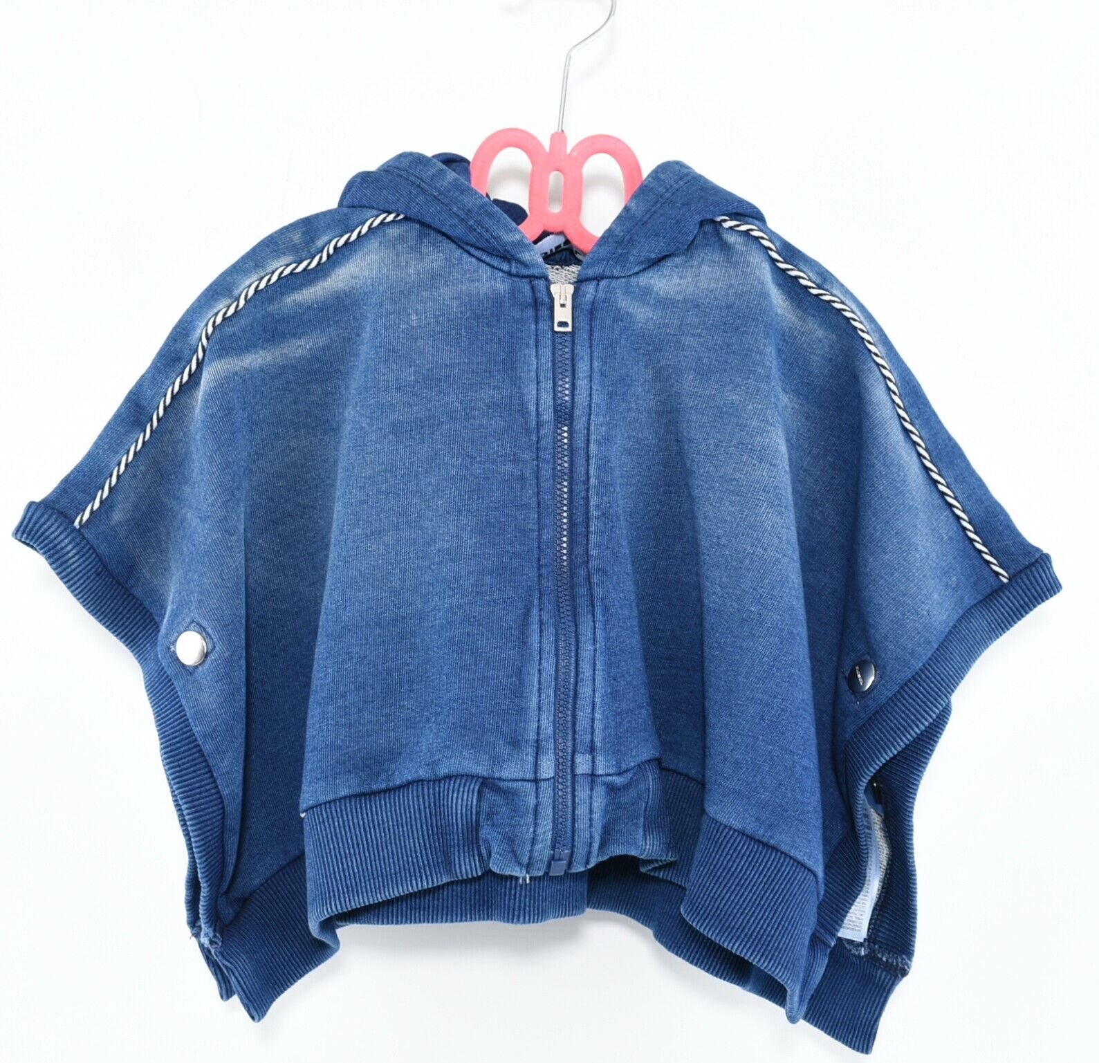 DIESEL Baby Girls' Hooded Cape, Denim Blue, size 6 months