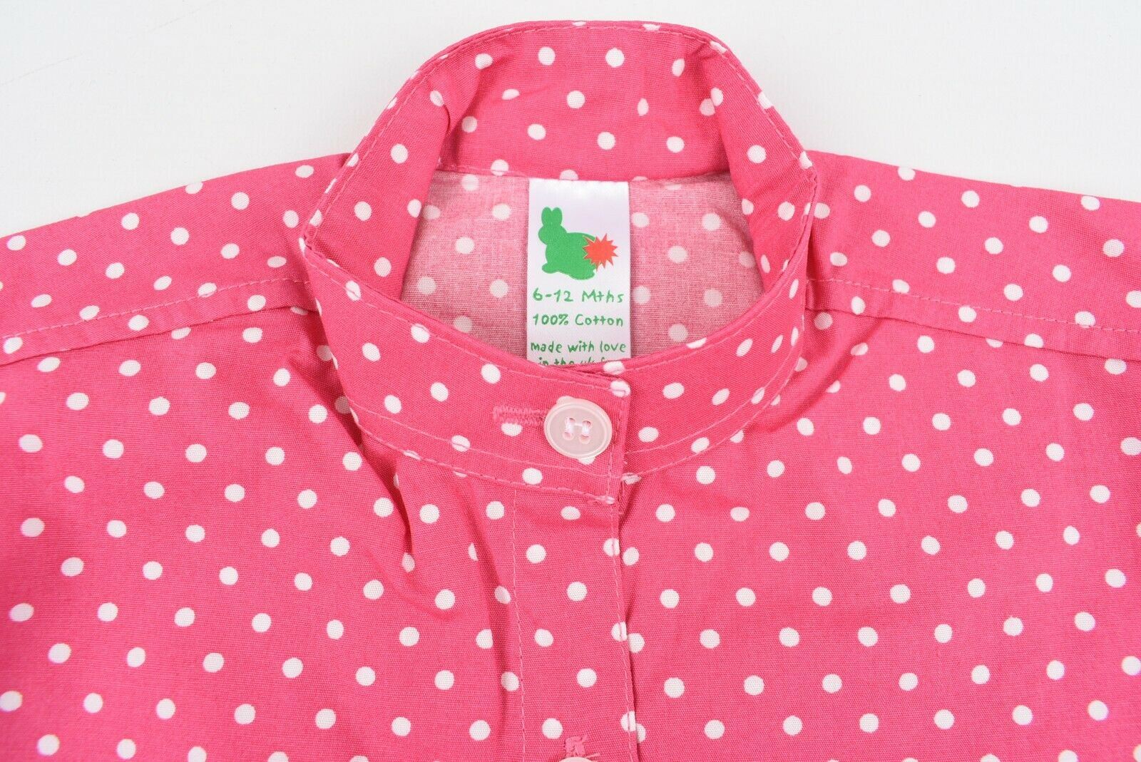 GREEN RABBIT Baby Girls' Polka Dot Shirt, Pink, MADE IN UK, size 6-12 Months