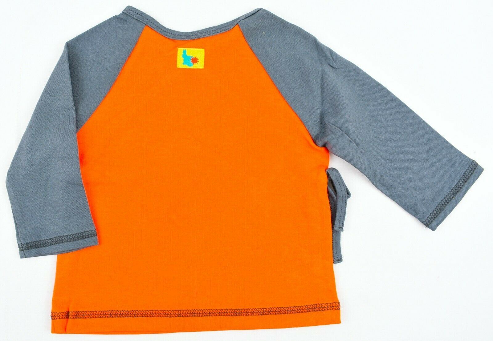 GREEN RABBIT Baby Wrap Around Top, Orange/Grey, MADE IN UK, size 12-18 months