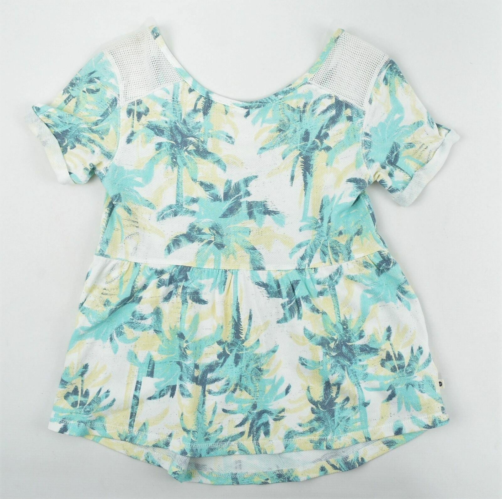 ROXY Women's Palm Tree Short Sleeved Wide Collar Cotton T-Shirt- Size XS