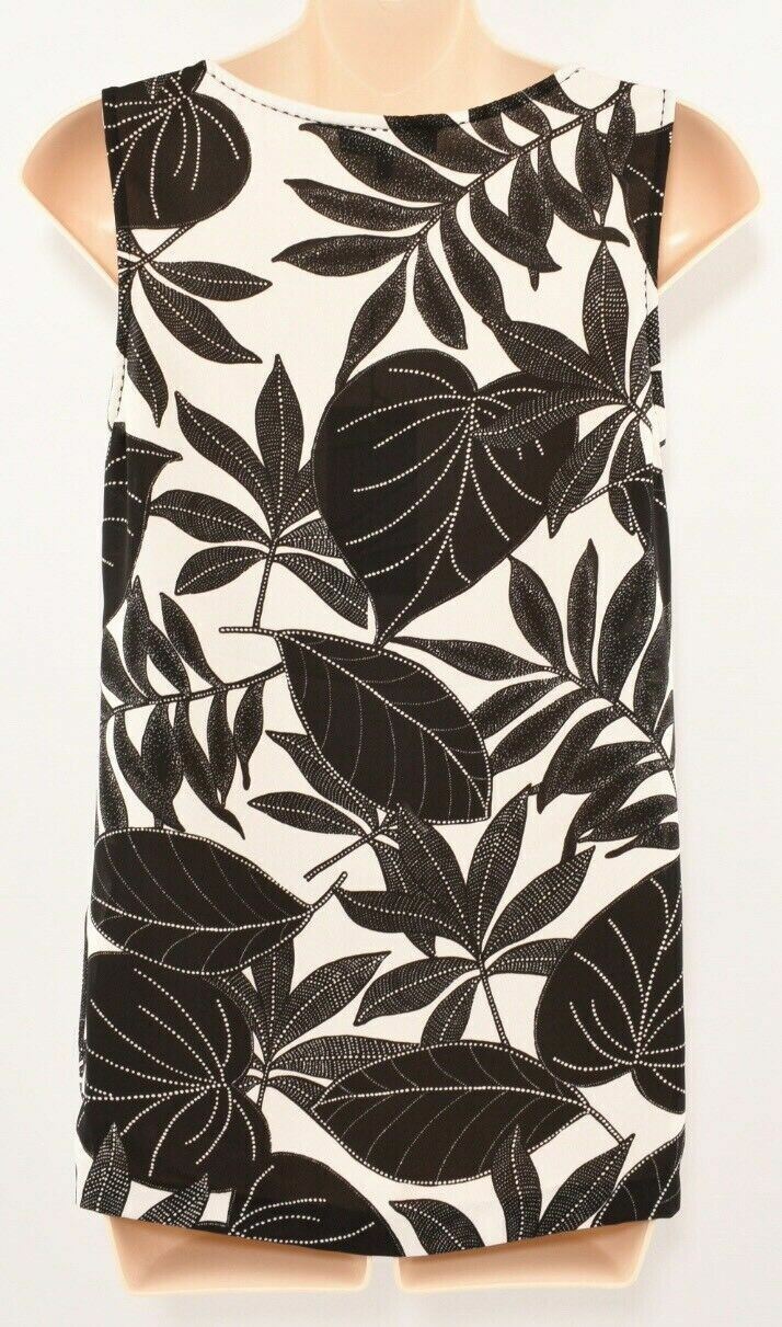 FARHI Women's Lightweight Sleeveless Floral Blouse Top, Cream/Black, size XS