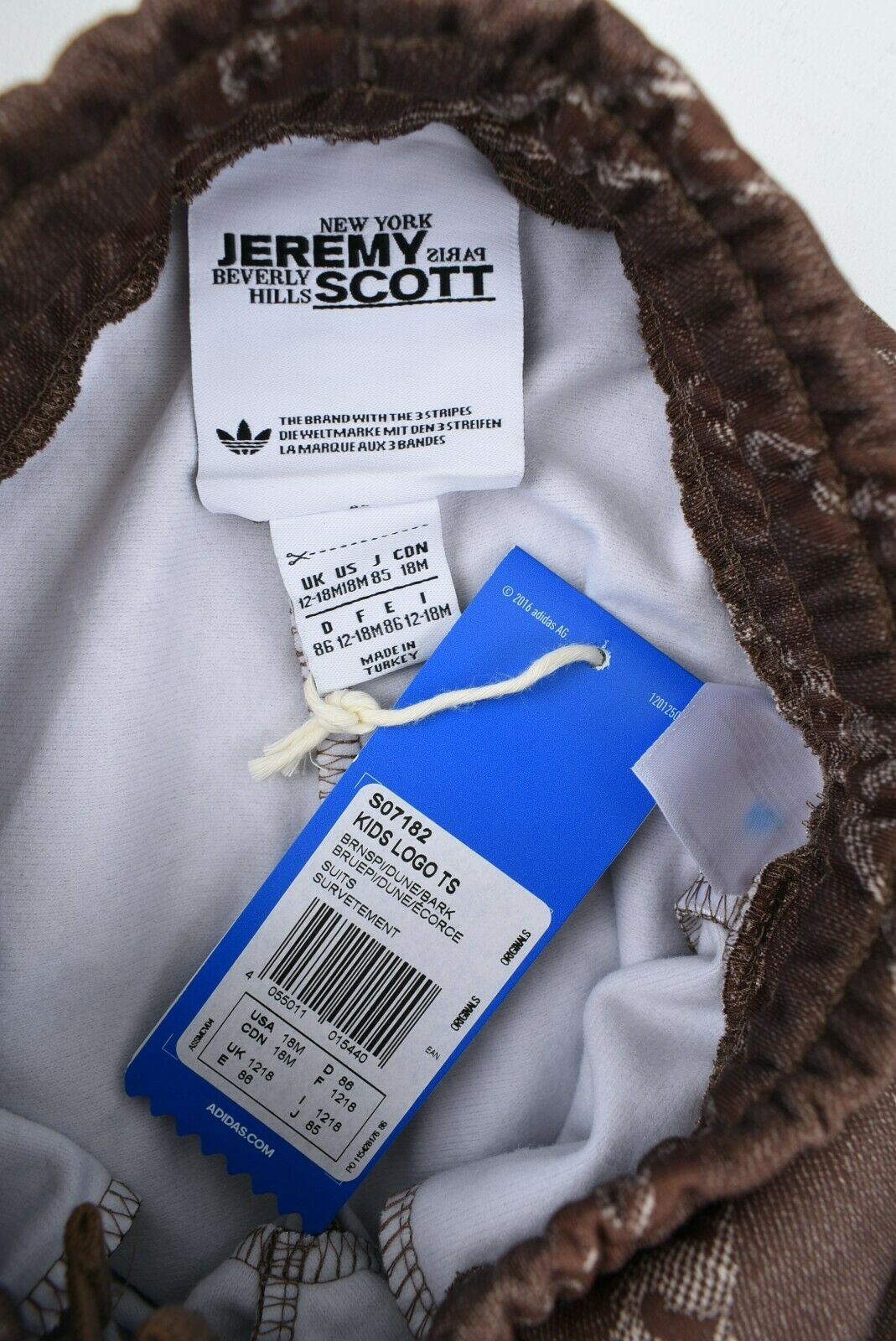 JEREMY SCOTT x ADIDAS Baby Boys' Logo Joggers Pants Brown, size 12-18 months