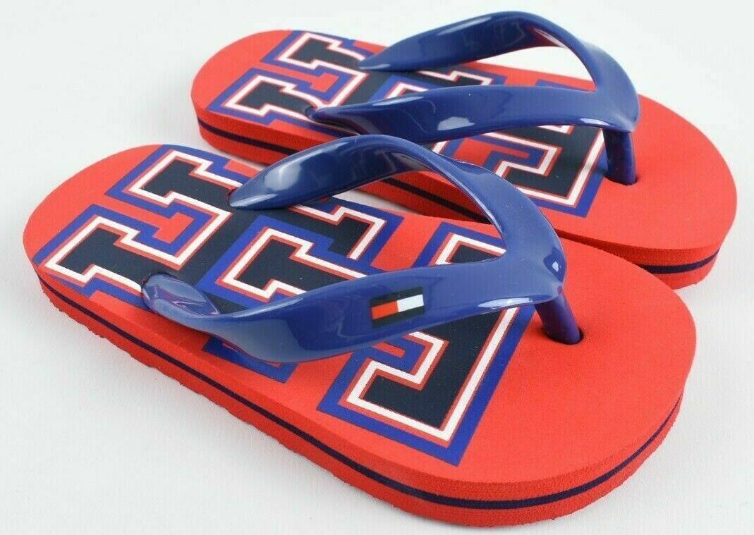 TOMMY HILFIGER Baby Girls' GLENN Flip Flops Sandals, Red/Blue, UK infant 8