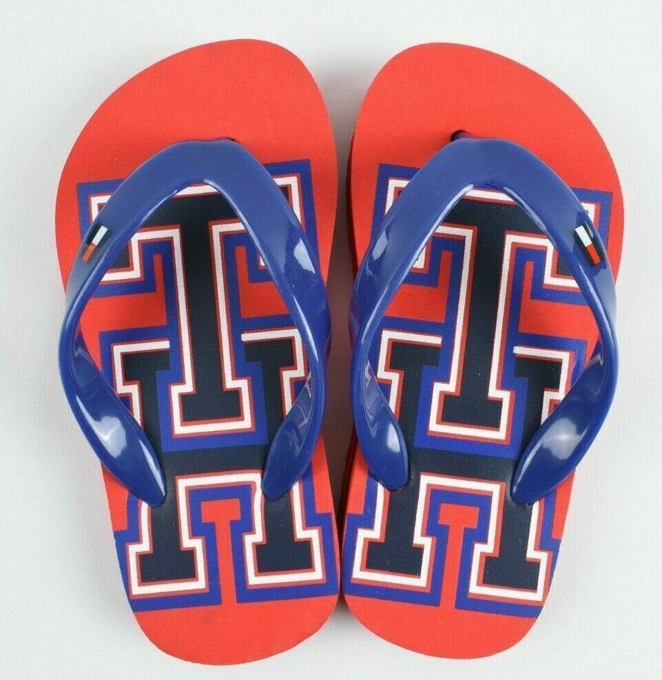 TOMMY HILFIGER Baby Girls' GLENN Flip Flops Sandals, Red/Blue, UK infant 8