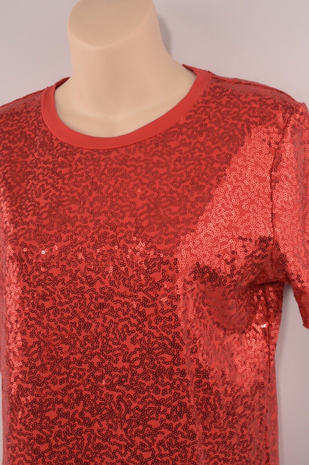 DKNY Women's Red Sequins T-shirt, size SMALL