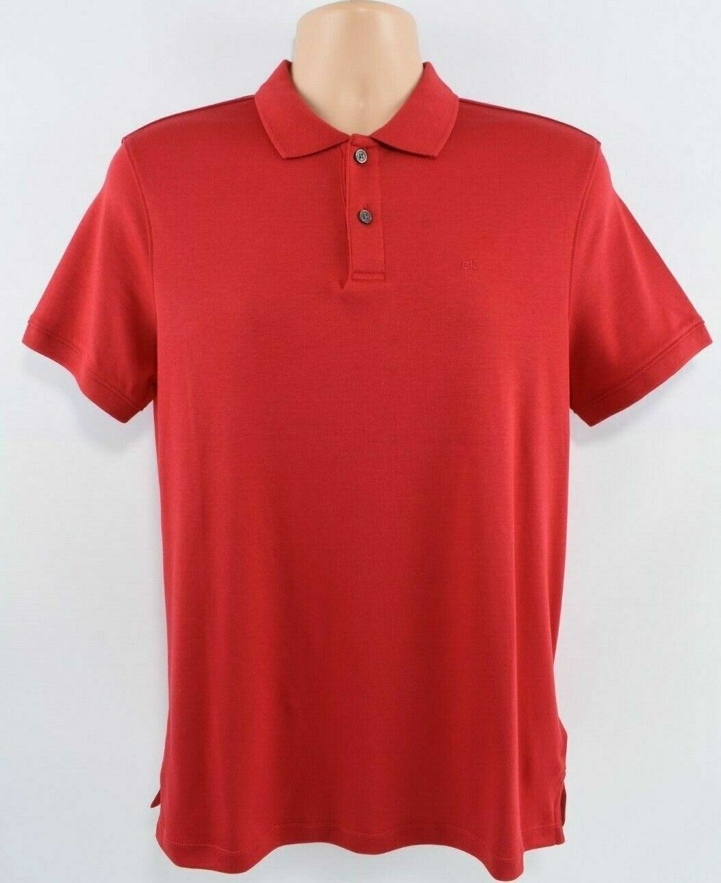 CALVIN KLEIN Men's Liquid Touch Cotton Polo Shirt, Chilli Pepper Red, size S