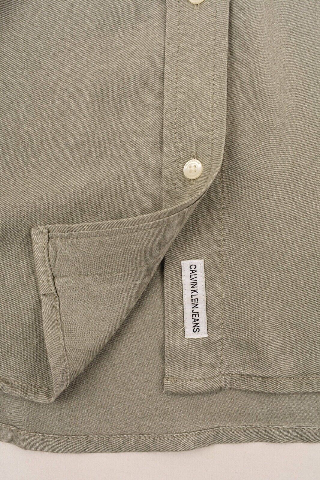 CALVIN KLEIN JEANS Women's Casual Shirt Top, Khaki Green, size SMALL