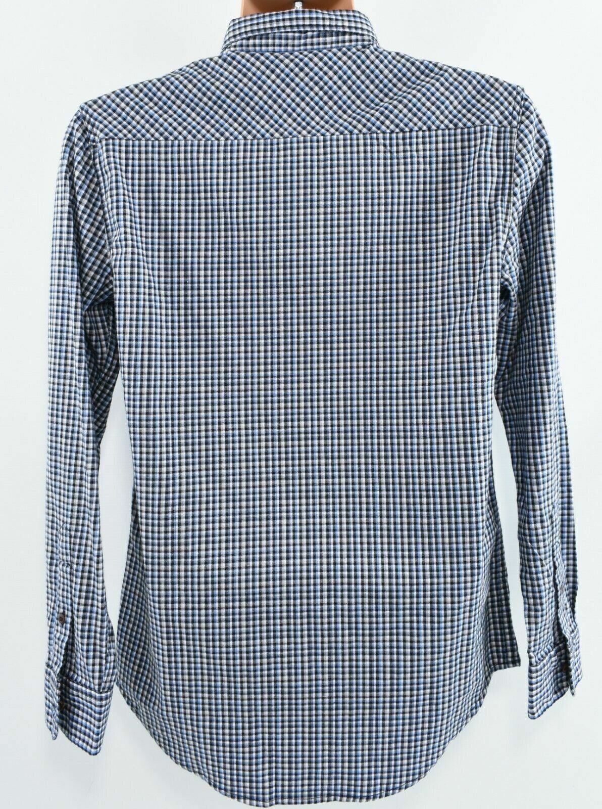 QUIKSILVER Men's Casual Cotton Shirt, Blue/Grey Checked, size XS Modern Fit