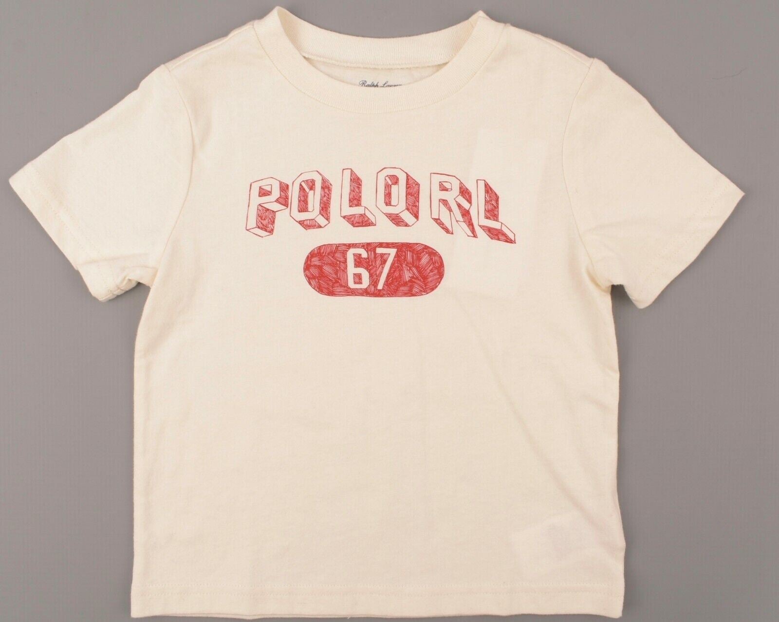 POLO RALPH LAUREN Boys' Logo Print Casual T-shirt, Cream/Red, size 2 years
