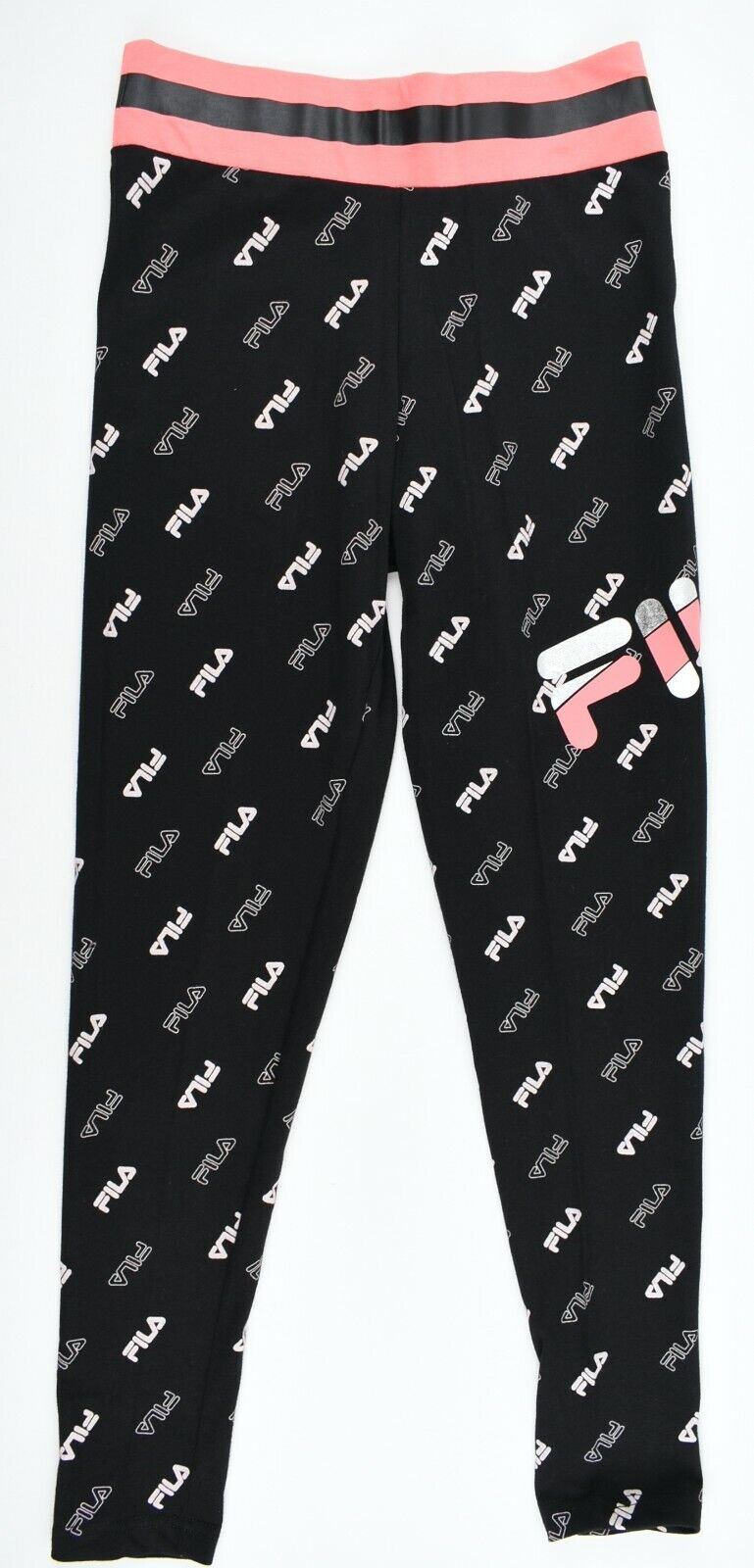 FILA Women's Black & Logo Print Cotton Leggings, size S