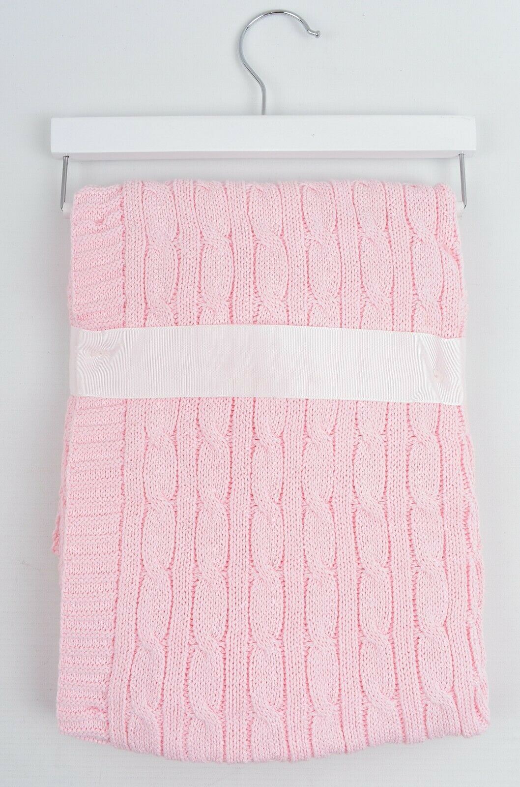 LL Baby Girls' Cable Knit Blanket, Pram /Moses /Cot, Pink, 30" x 40"