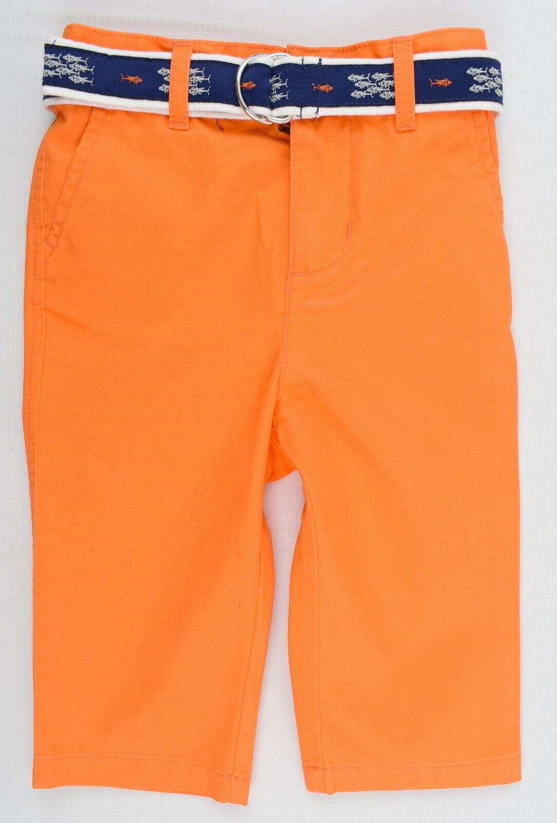 RALPH LAUREN Baby Boys' Orange Chino Trousers Pants, with Belt, size 9 months
