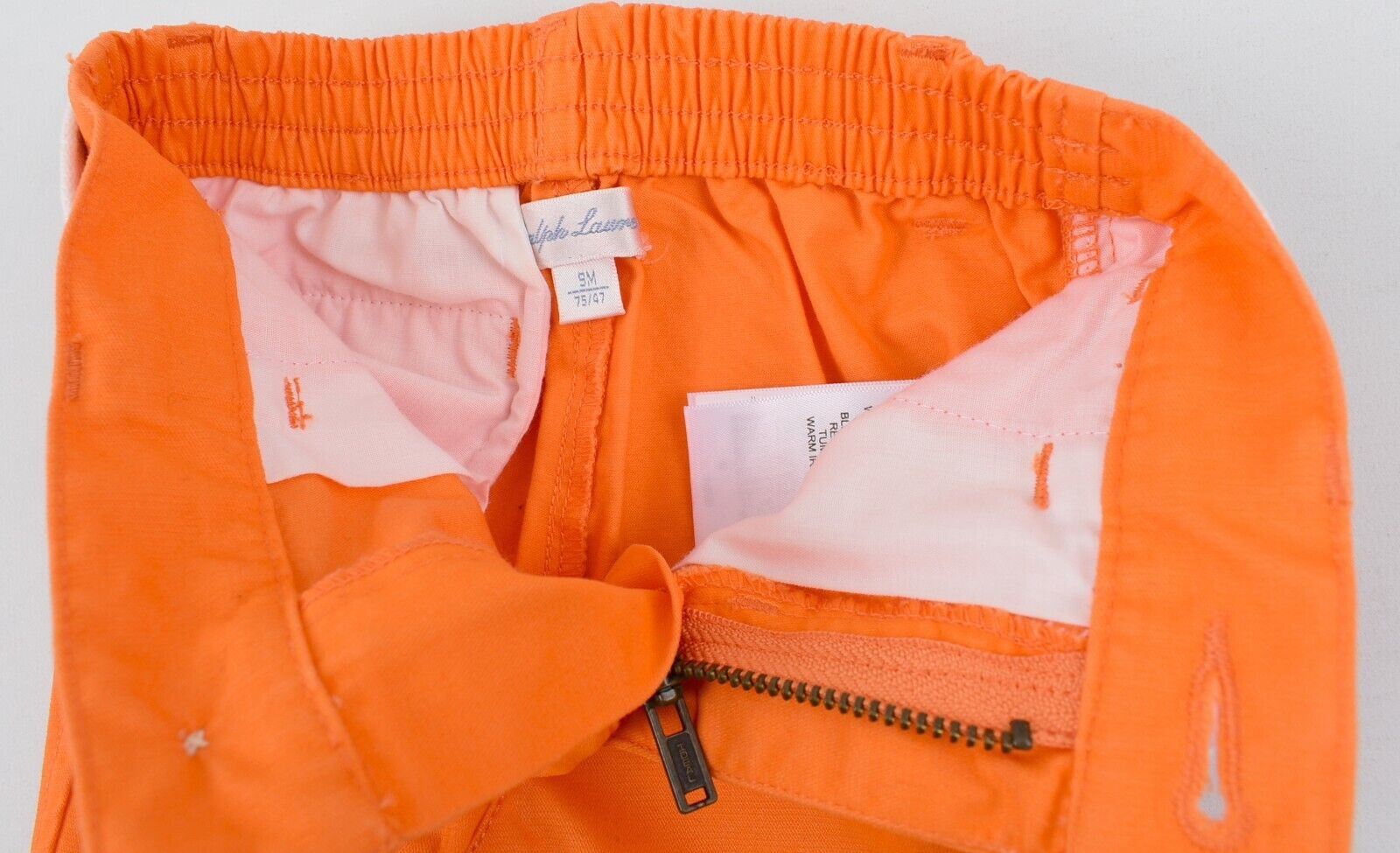 RALPH LAUREN Baby Boys' Orange Chino Trousers Pants, with Belt, size 9 months