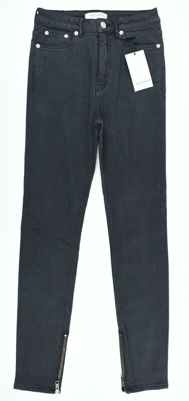 TRUSSARDI Women's High Rise Skinny Leg Jeans, Ankle Zip, Washed Black, size W23