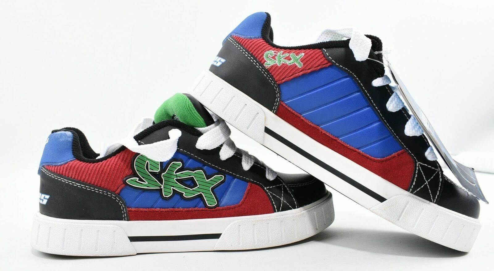 SKECHERS SKX Boy's Black/Blue/Red/Green/White Skate Shoes-UK junior 2 EU 35