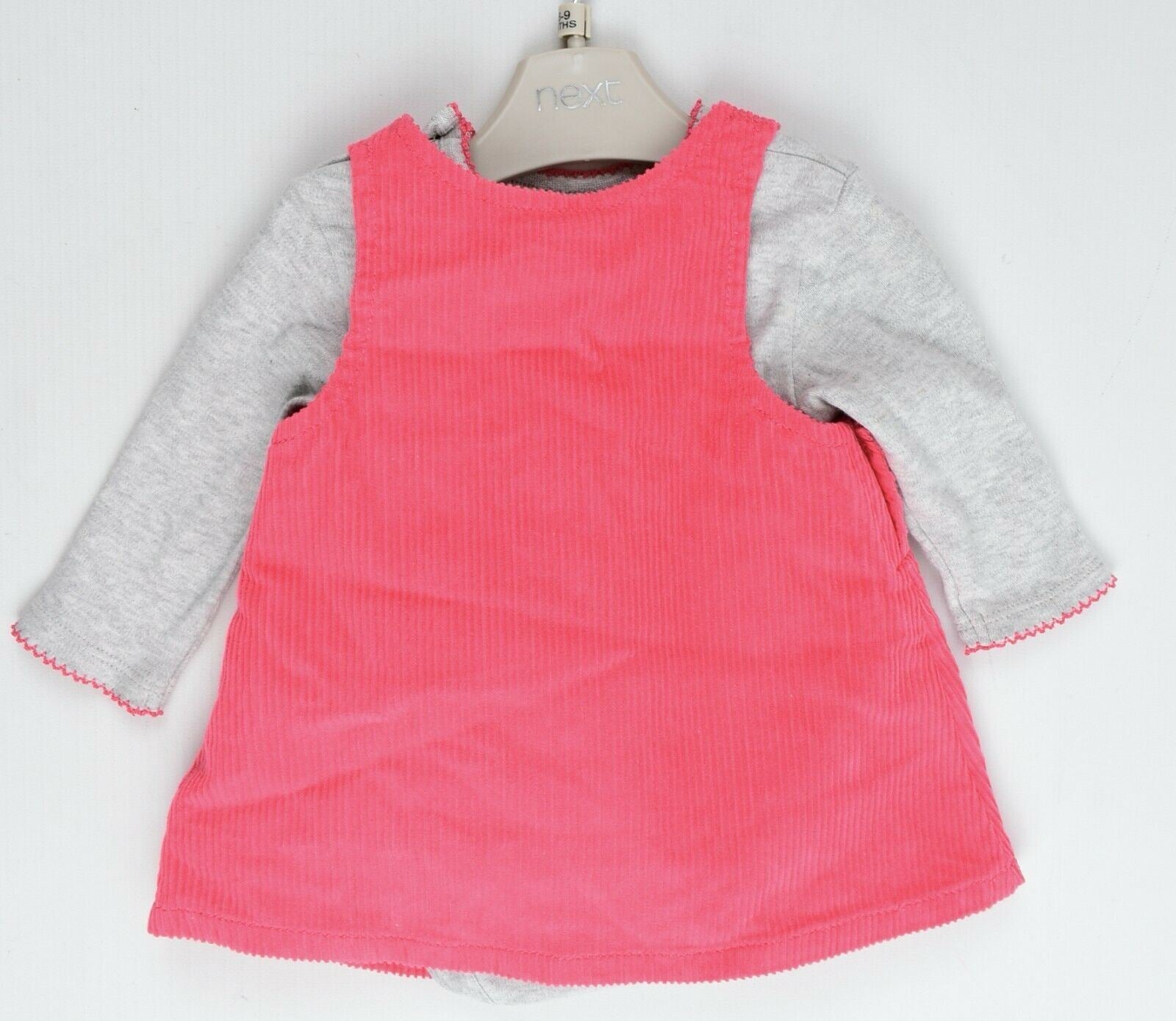 NEXT Baby Girls' Soft 3pc Dress Set, Dress+Top+Tights, Grey/Pink, size NEWBORN