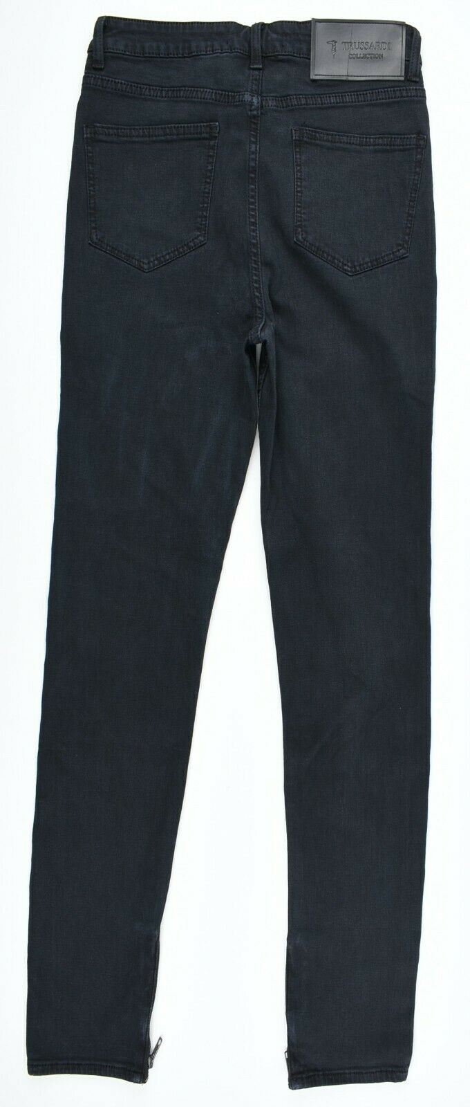 TRUSSARDI Women's High Rise Skinny Ankle Zip Jeans, Washed Black, size W25