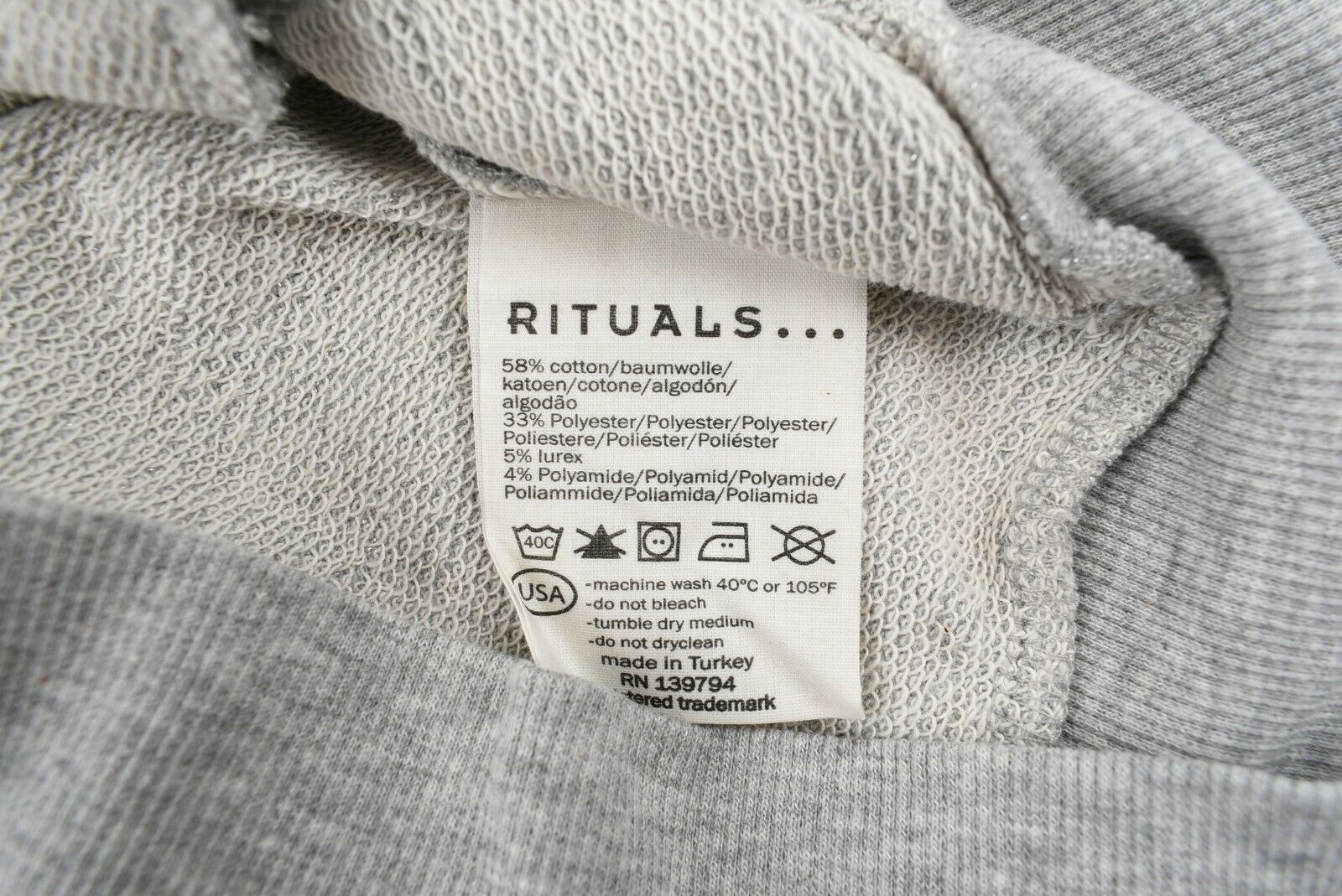 RITUALS Women's Grey Heather/Metallic Zip Sweatshirt Jacket, size L