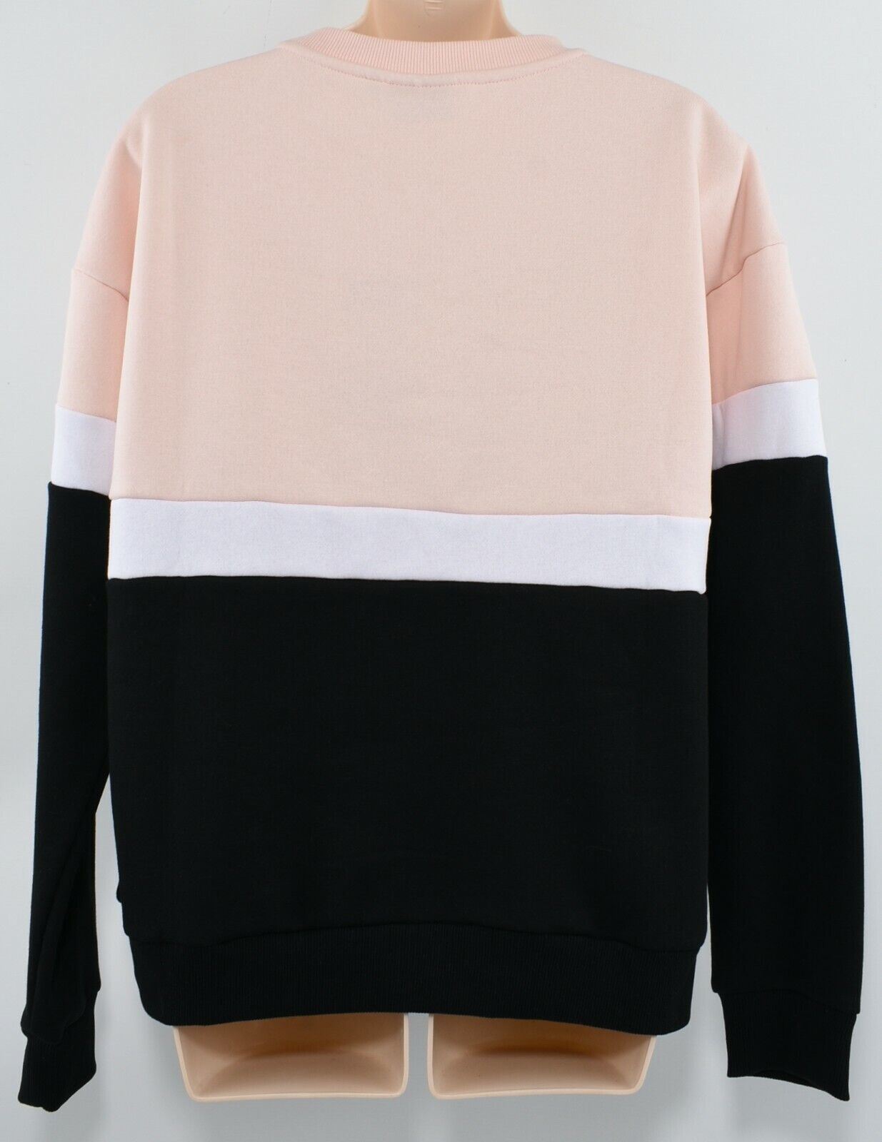 FILA Women's JEM Loose Fit Crew Neck Colour-block Sweatshirt, Pink/Black, size S