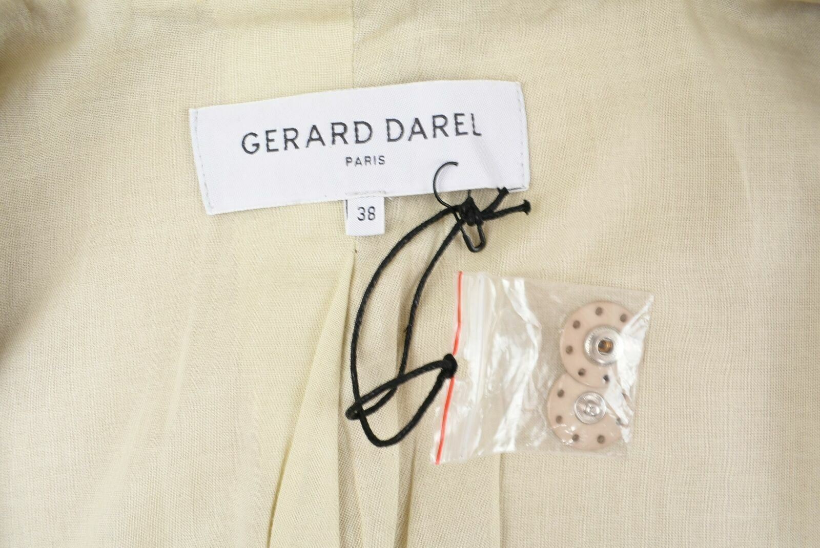 GERARD DAREL Womens Beige Long Sleeved Hidden Button Coat- Size 38