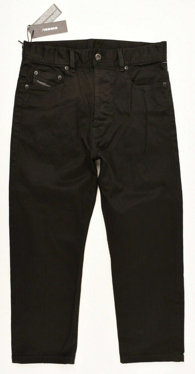 DIESEL Men's D-BRAD-A Cropped Black Trousers, Pants, size W28