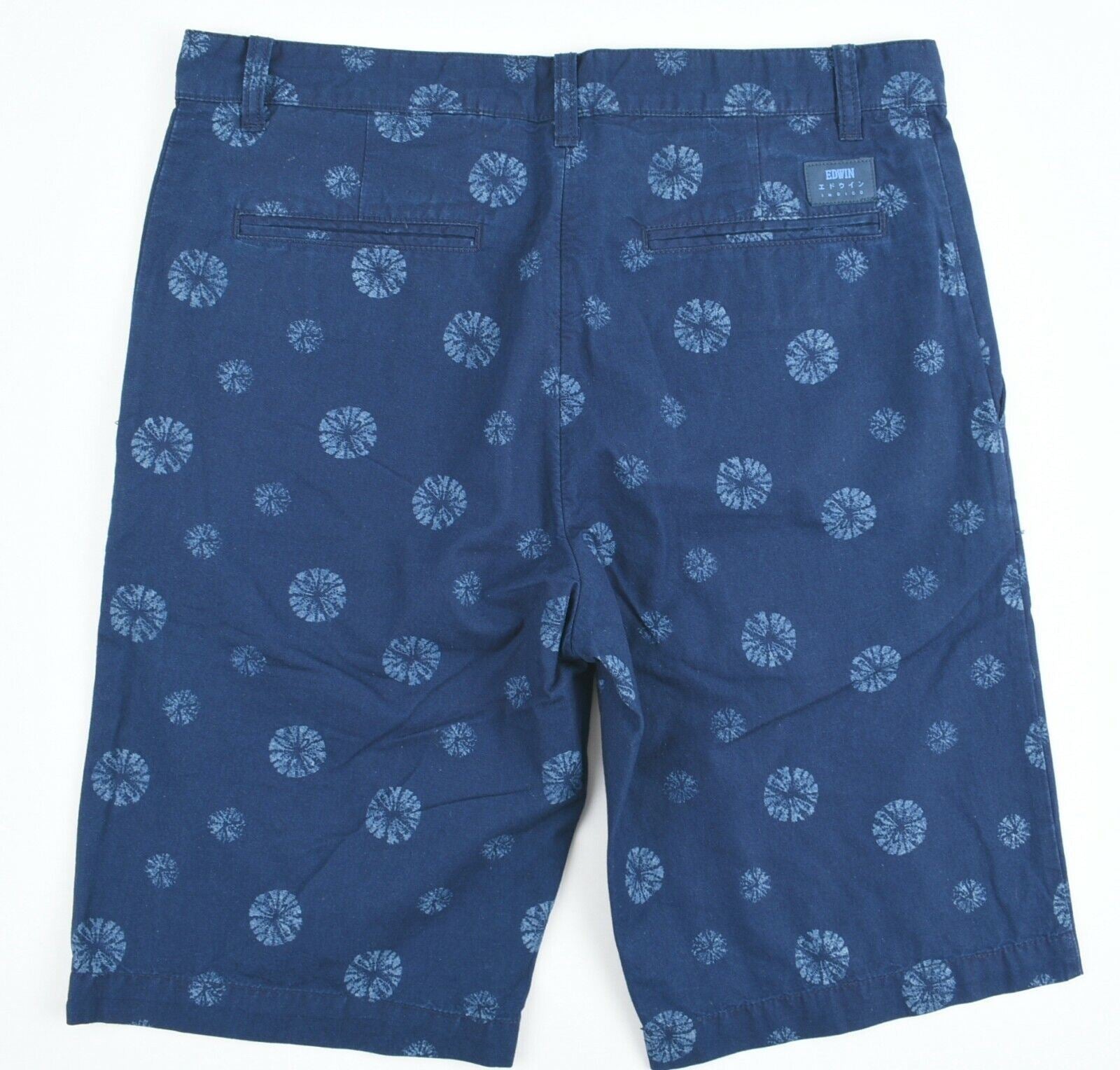 EDWIN Men's RAIL SHORTS, Straight Leg Chino Shorts, Blue/Printed, size W30