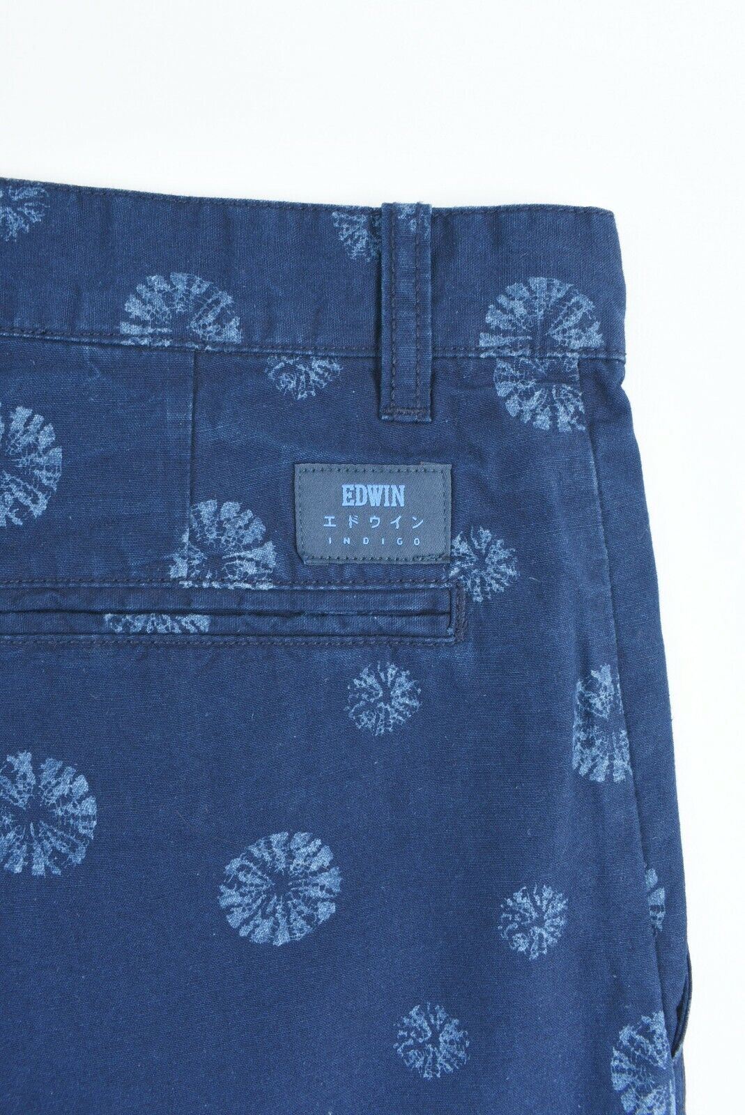 EDWIN Men's RAIL SHORTS, Straight Leg Chino Shorts, Blue/Printed, size W30