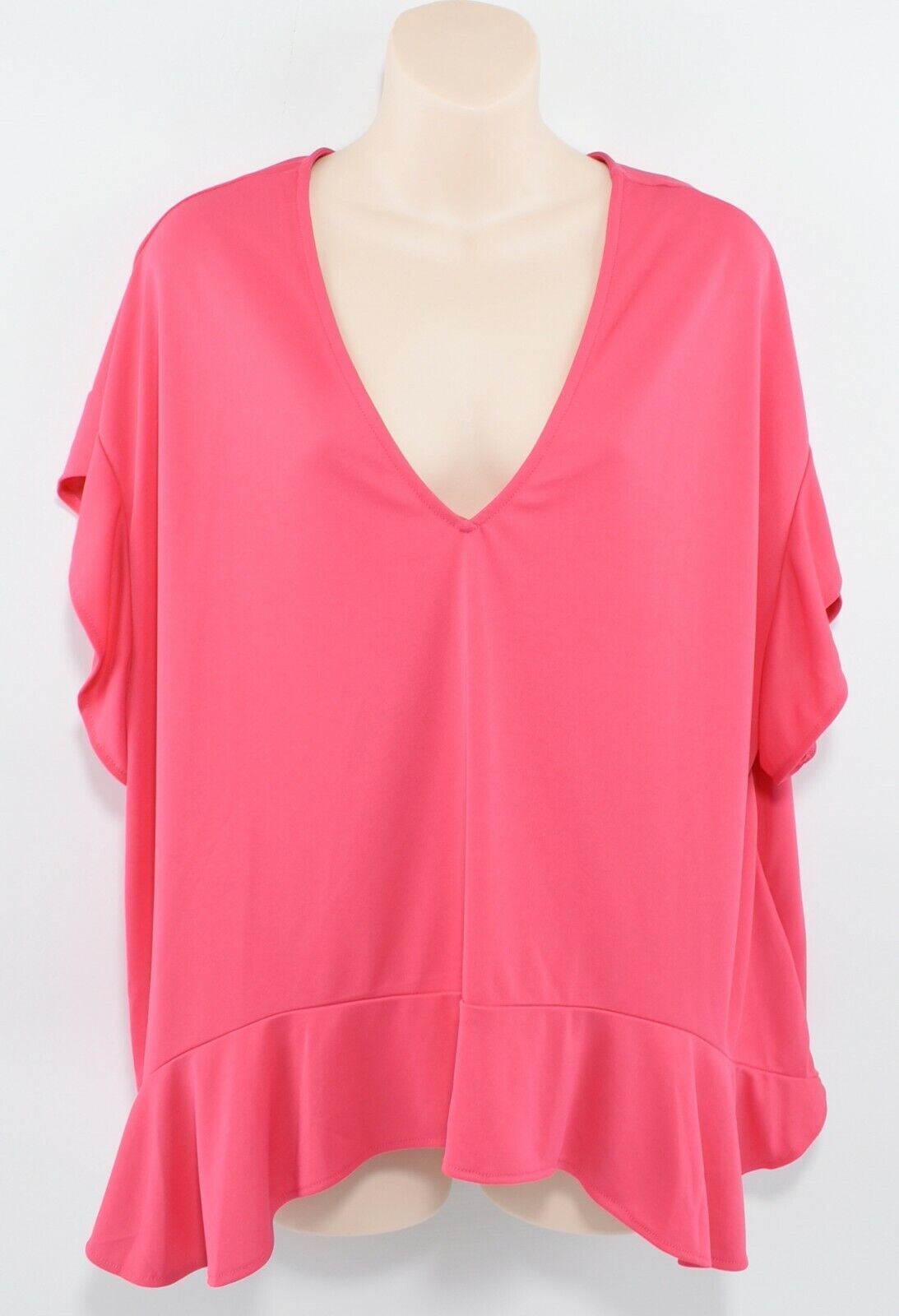 ZARA Women's Pink Short Sleeve V-neck Top, size L