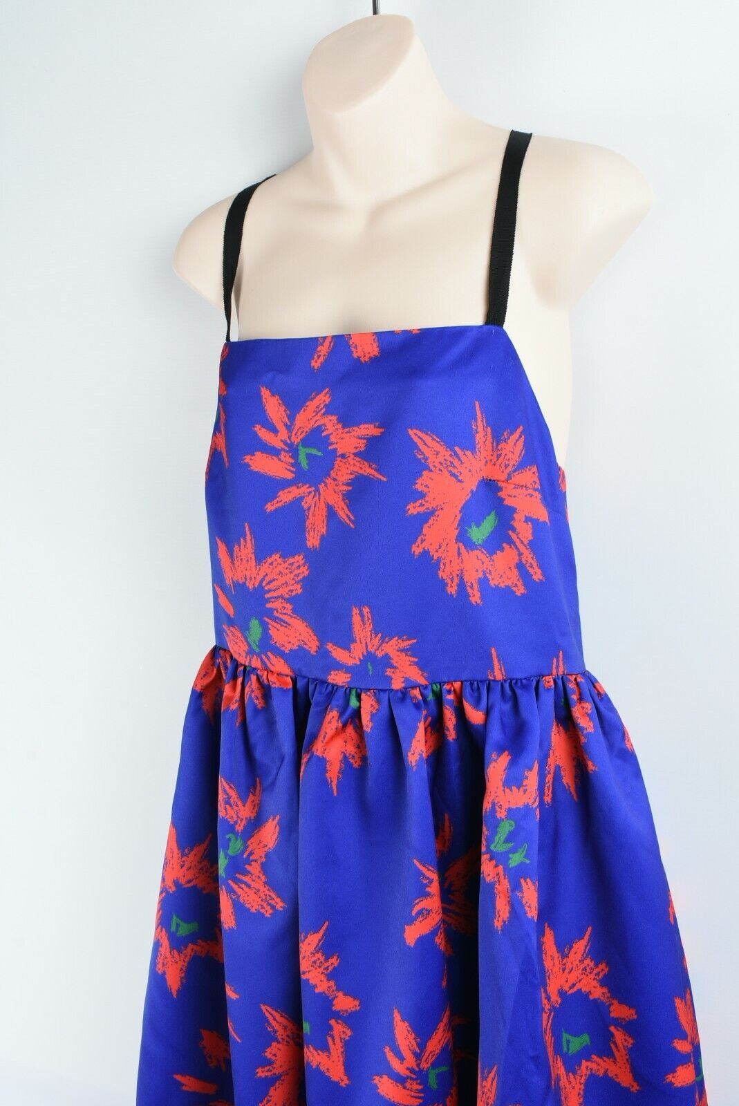 EDIT Women's Cobalt Flower Double Layer Strappy Full Dress, size L