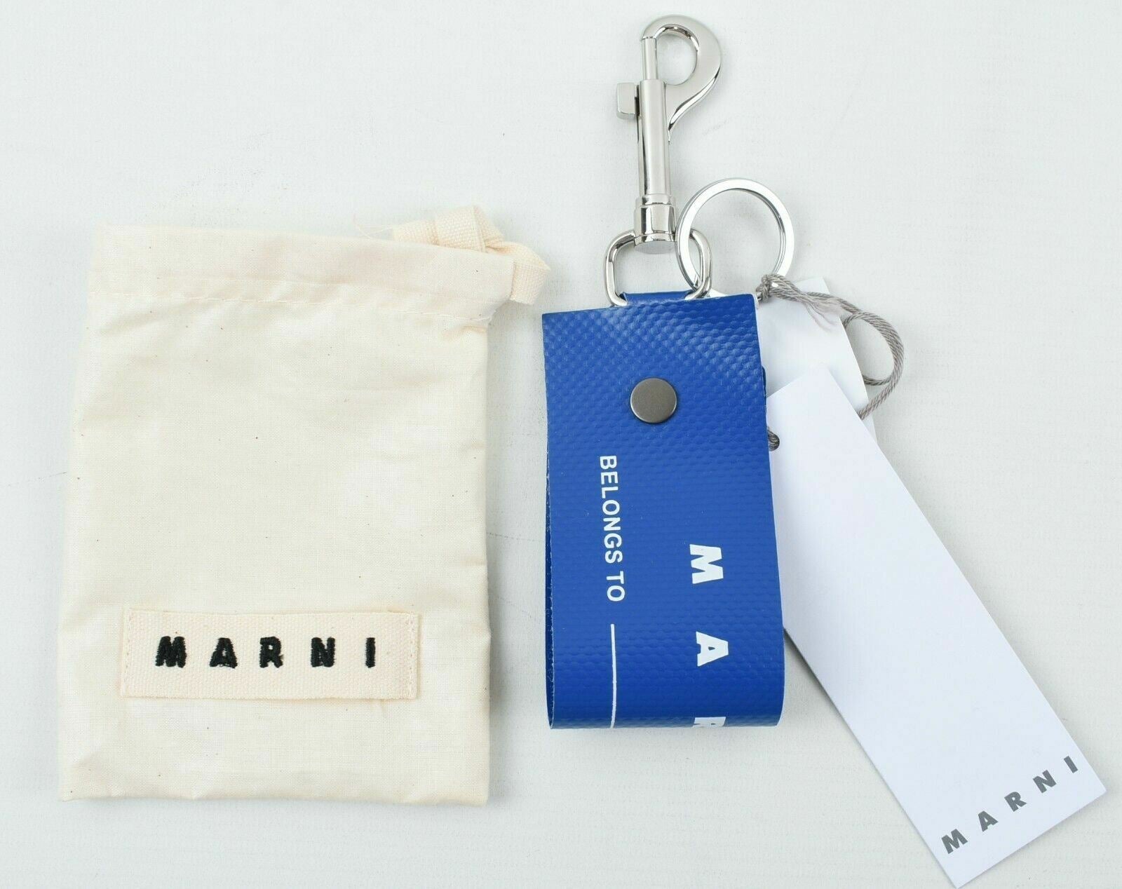MARNI Blue Name Tag Keyring, with dust bag, Gift BOXED Men's /Women's