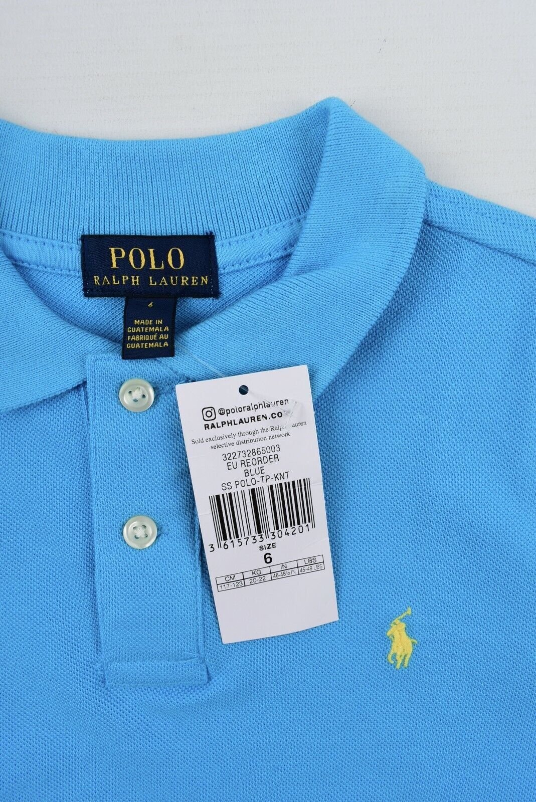 POLO RALPH LAUREN Boys' Kids' Polo Shirt, Turquoise Blue, size 6 years