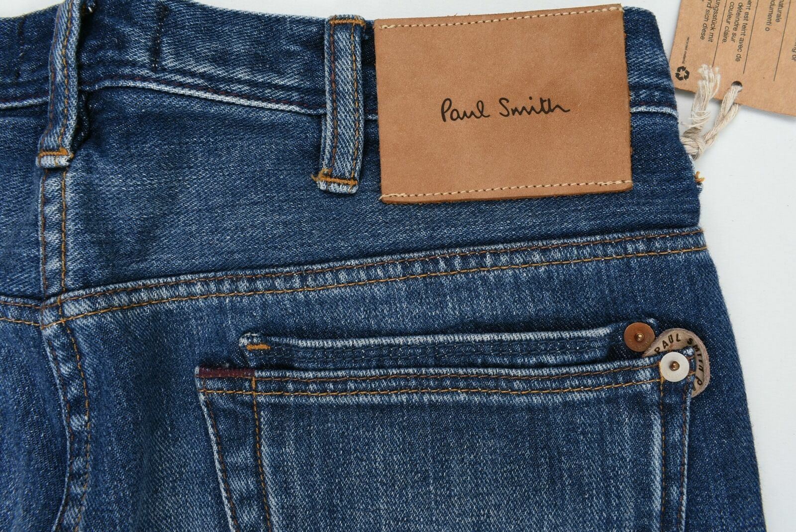 PAUL SMITH Men's Stonewashed Blue Denim Jeans- W28 L34