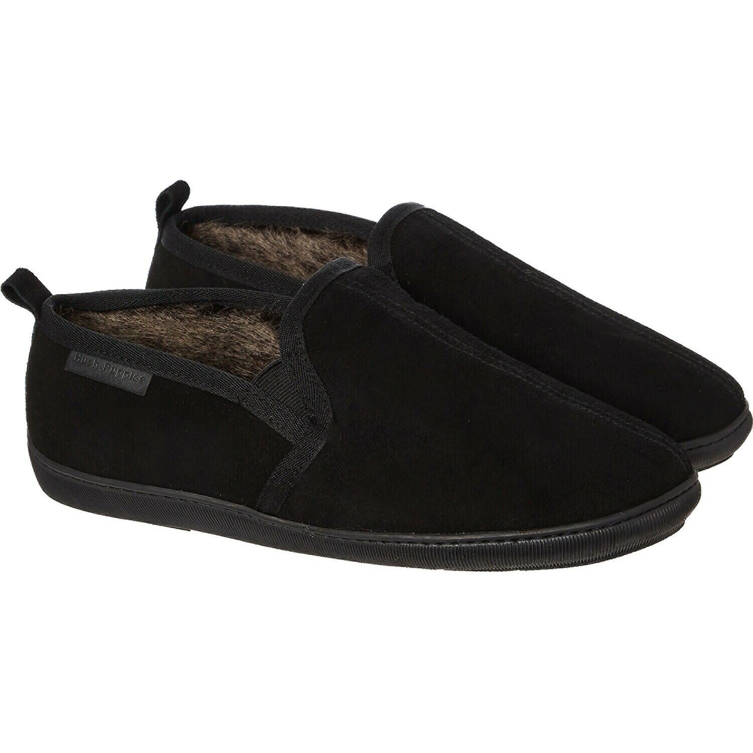 HUSH PUPPPIES - ARNOLD Men's Genuine Suede Slippers, Black, size UK 11