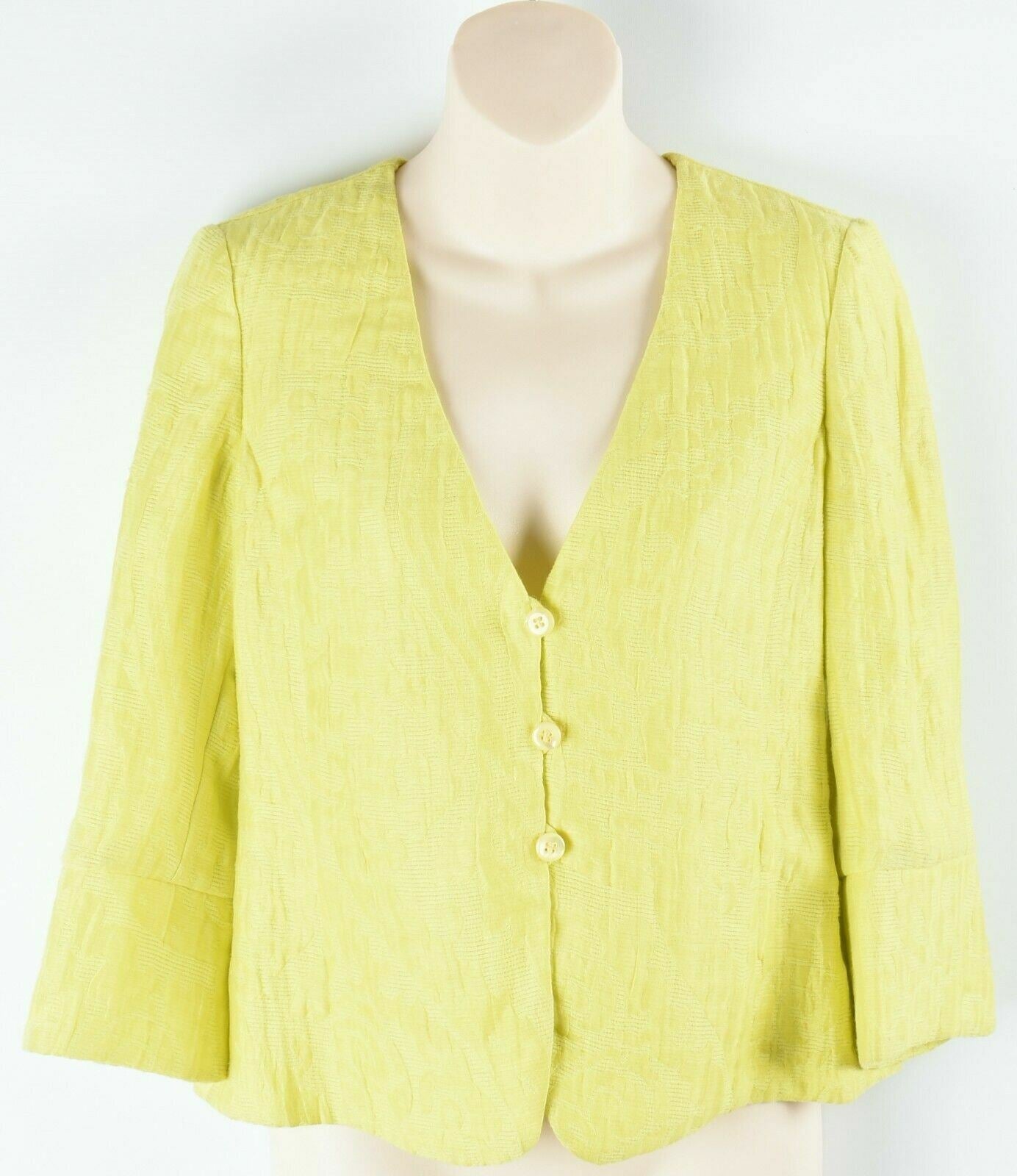 ARMANI COLLEZIONI Women's Yellow Textured Linen Blend Jacket, size UK 8