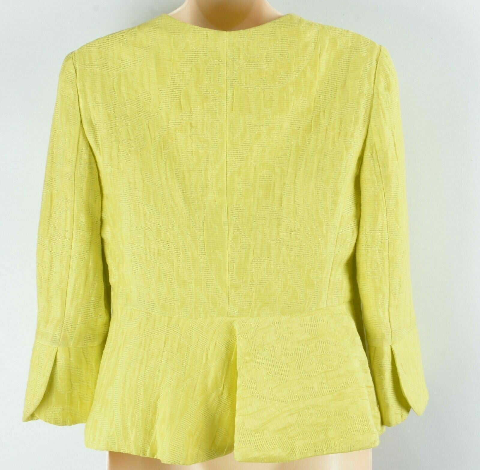 ARMANI COLLEZIONI Women's Yellow Textured Linen Blend Jacket, size UK 8