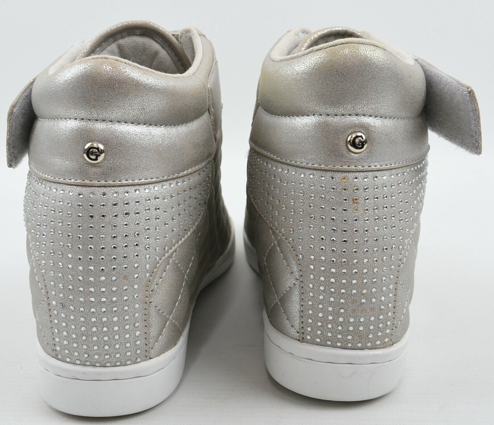 GUESS Women's Quilted High Top Trainers, Silver Grey, size UK 6 *EX DISPLAY*