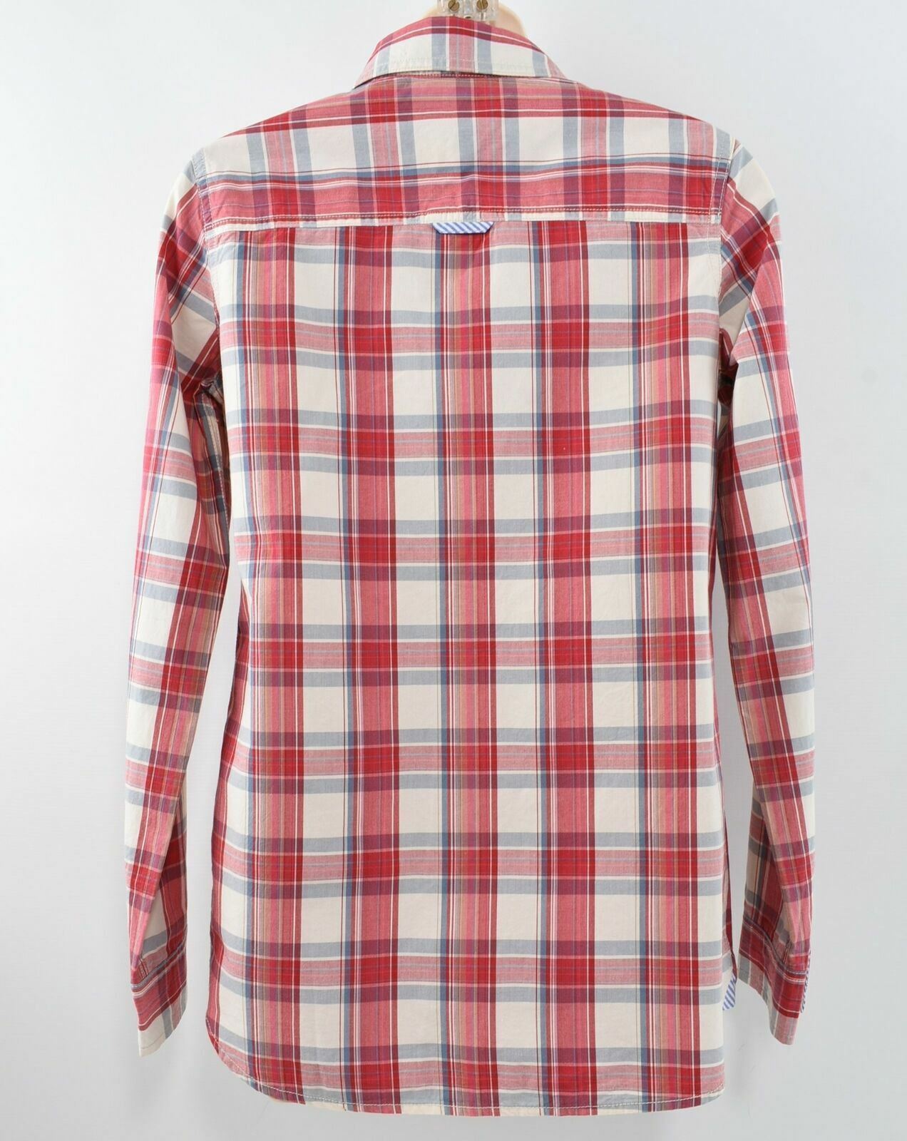 TOMMY HILFIGER Women's Red Plaid Long Sleeved Collared Shirt- UK 6 EU 34