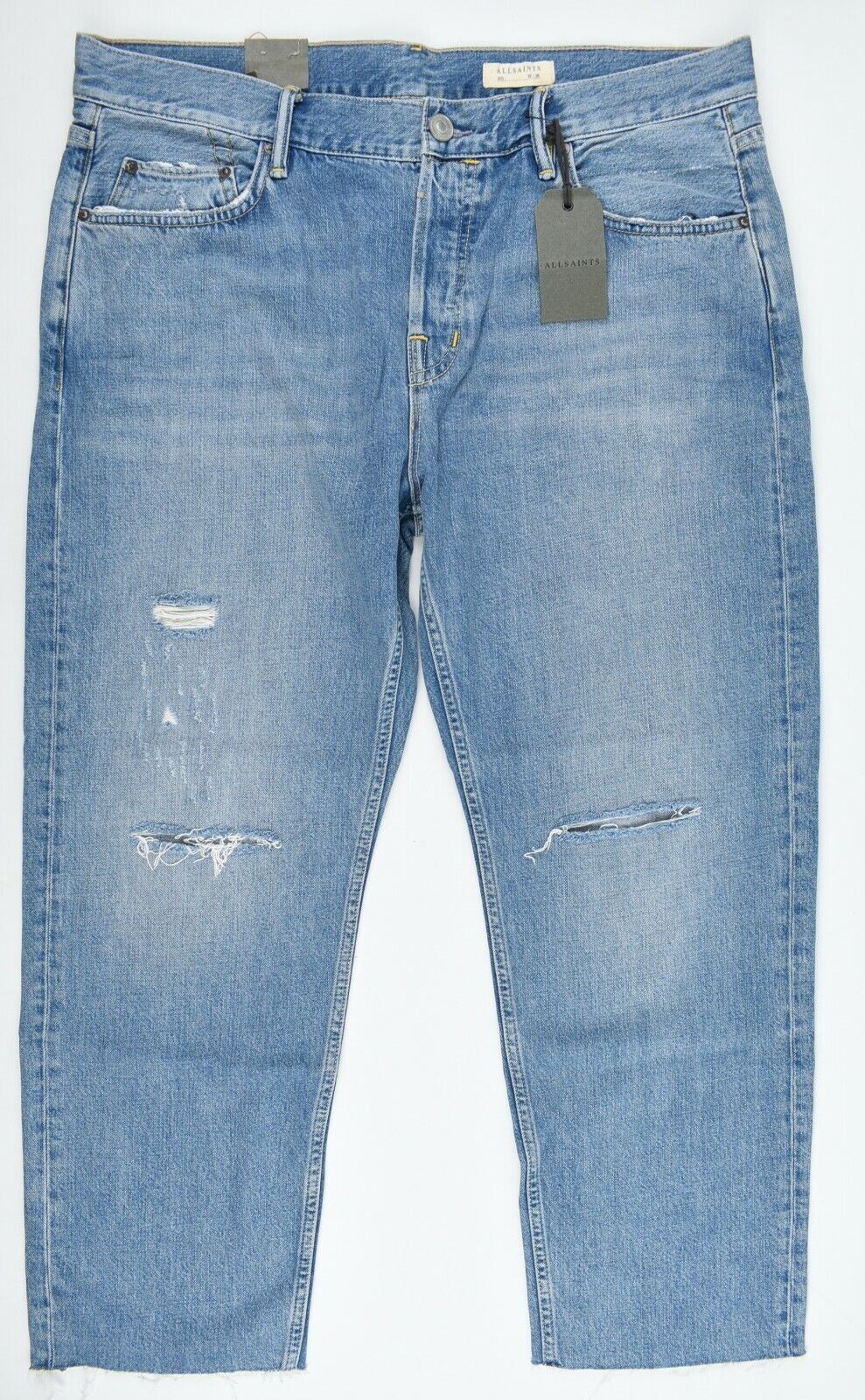 ALL SAINTS Men's SID Straight Crop Jeans, Blue, Distressed, size W36