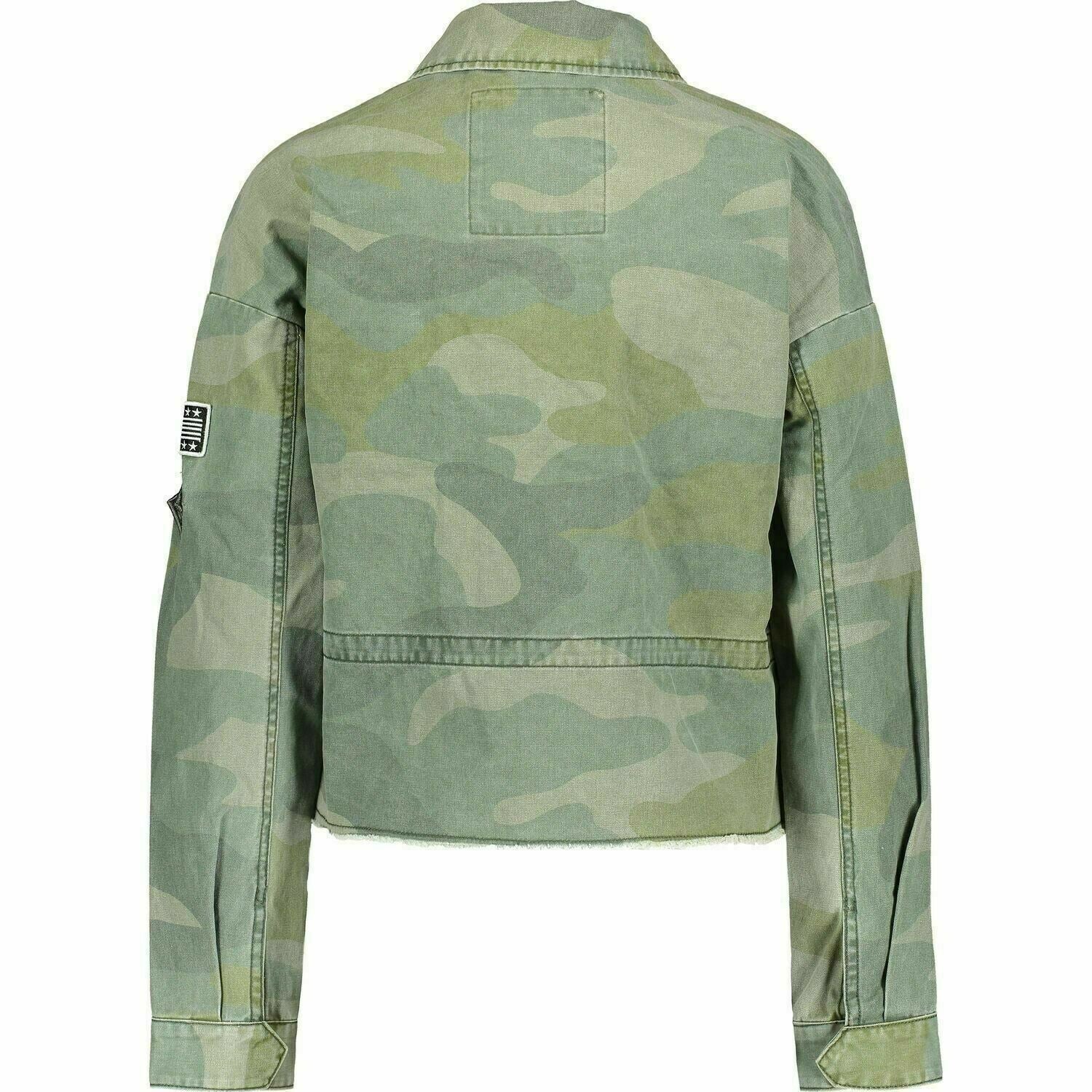 SUPERDRY Women's Crop Utility Jacket, Washed Green Camo, size XS