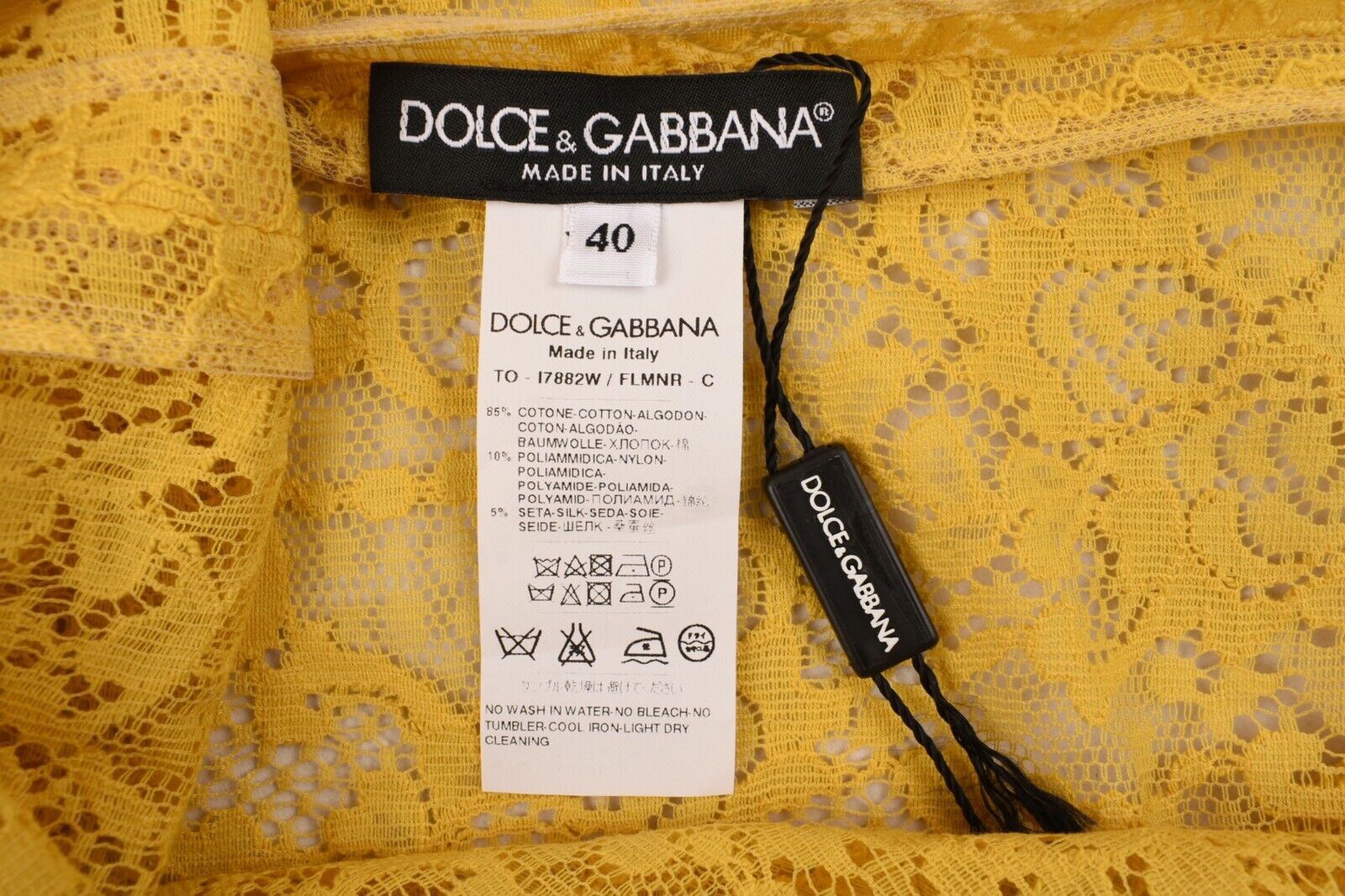 DOLCE & GABBANA Women's Lace Sleeveless Top, Yellow, size UK 8 / IT 40