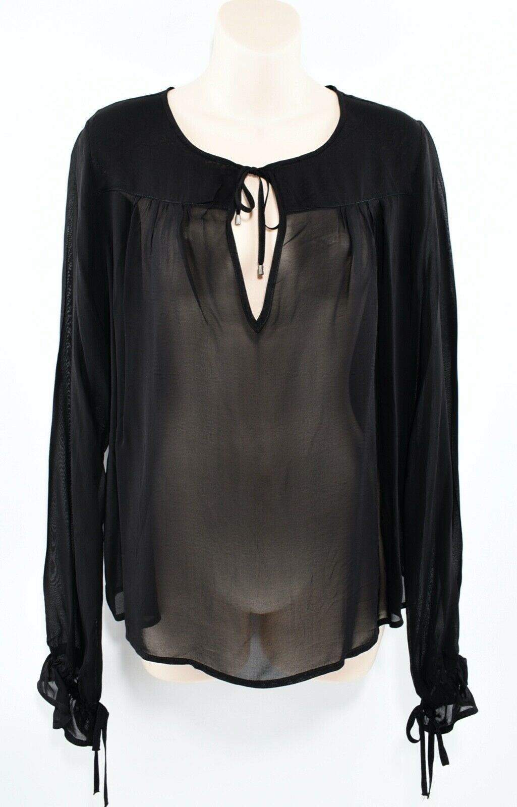 JUST CAVALLI Womens Black Long Sleeve Chiffon Blouse, size UK 8