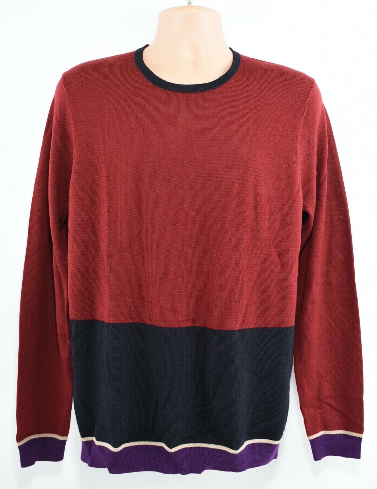 TED BAKER Men's STELHAM Merino Wool Jumper, Colour-block, Ted size 4 / Large