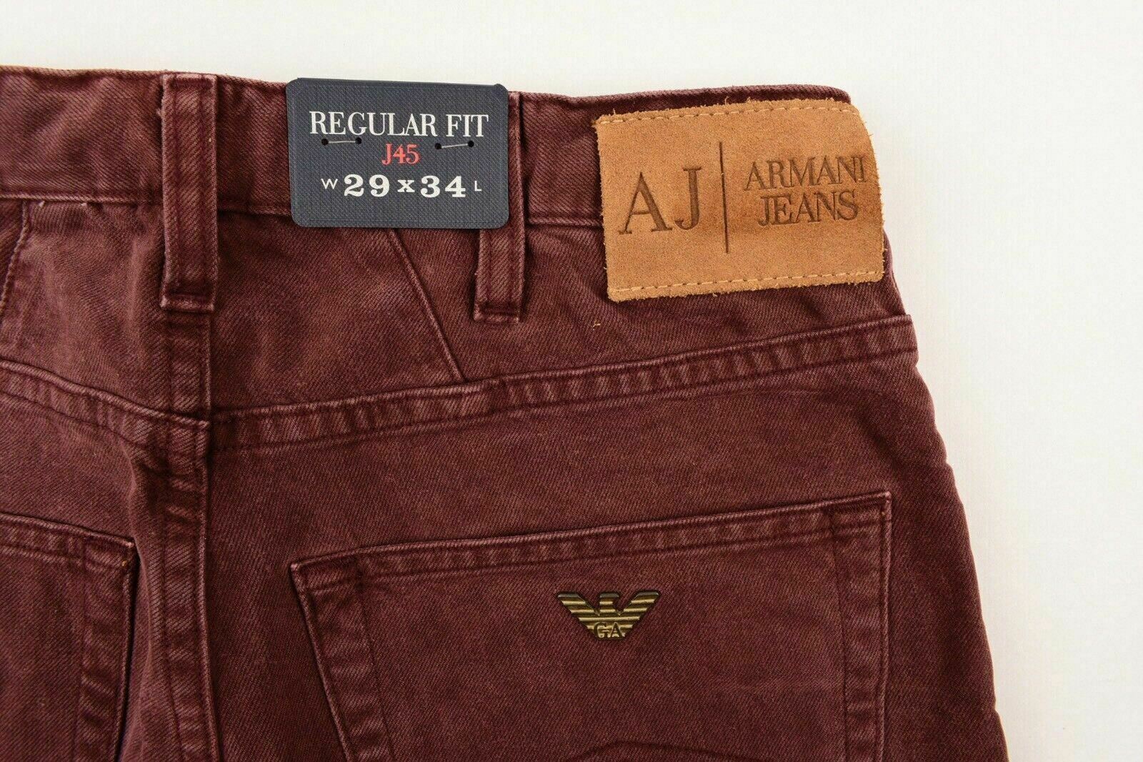 AJ ARMANI JEANS Men's J45 Jeans, Regular/Slim Fit, Plum Colour, size W29 L34