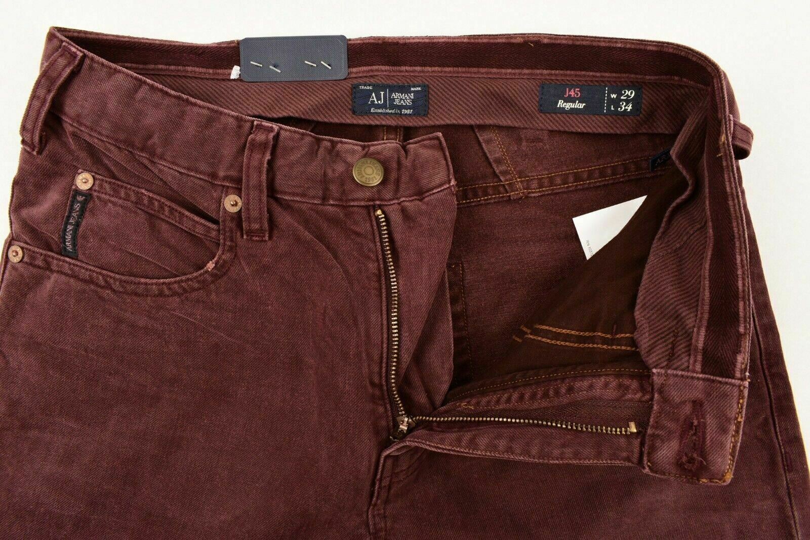 AJ ARMANI JEANS Men's J45 Jeans, Regular/Slim Fit, Plum Colour, size W29 L34