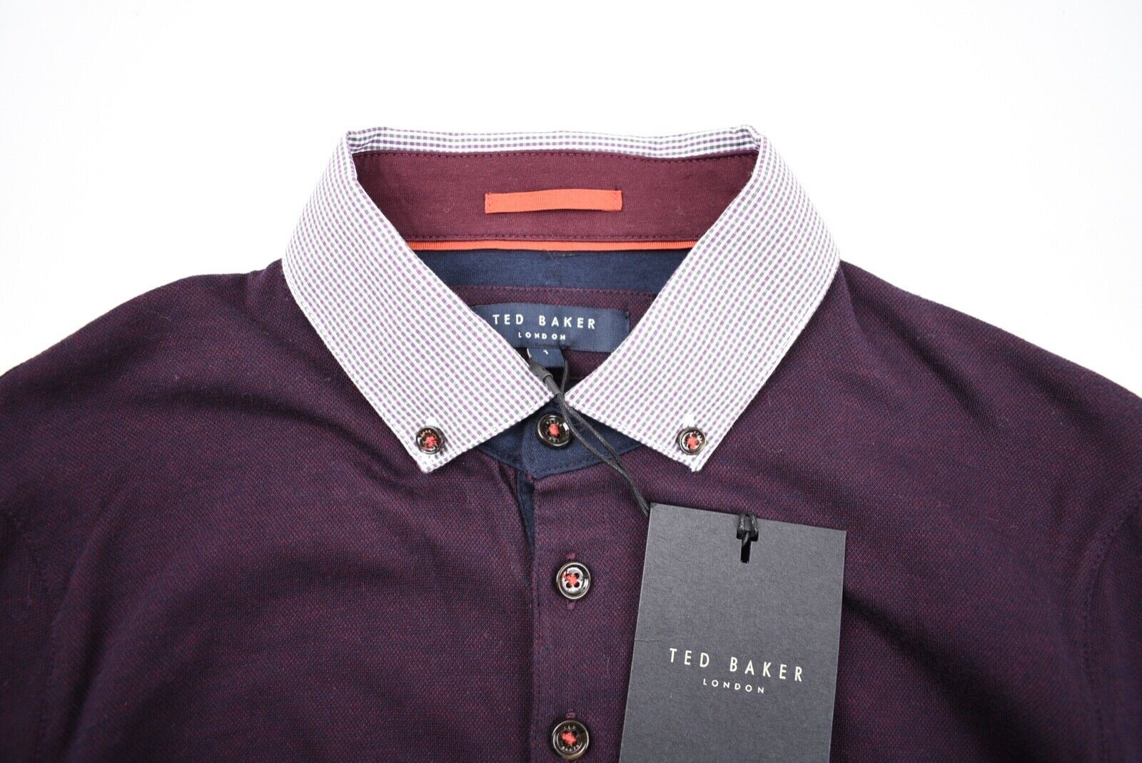 TED BAKER Men's Long Sleeve Polo Shirt, Aubergine, Ted size 1 / XS