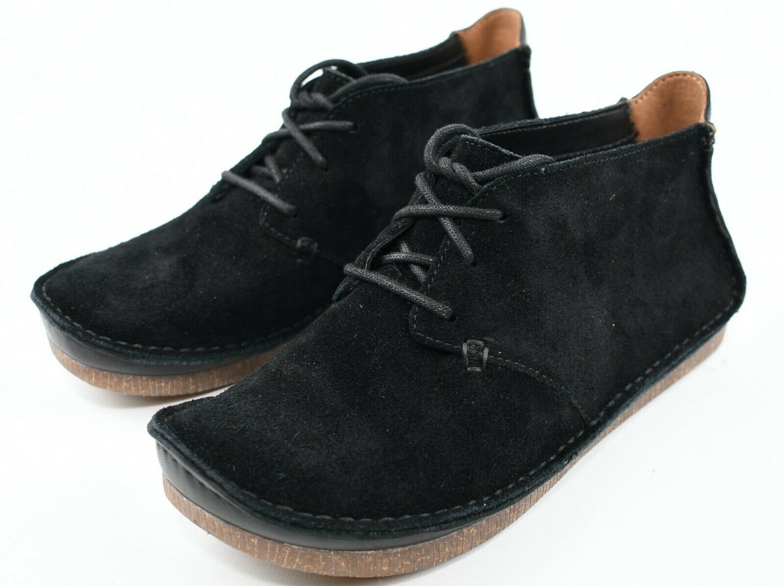CLARKS Women's JANEY LYNN Black Suede Lace Up Shoes, size UK 3 / EU 36