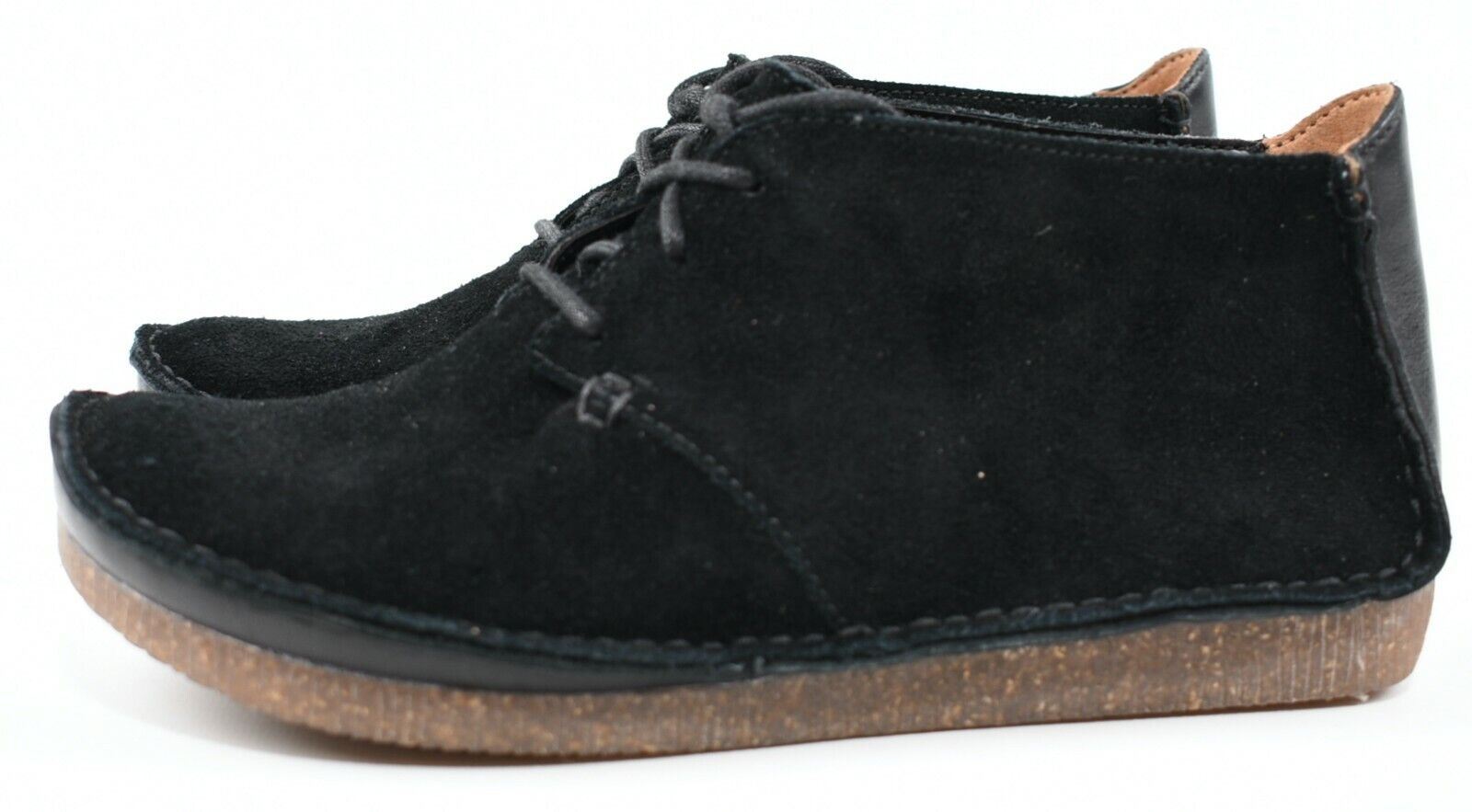 CLARKS Women's JANEY LYNN Black Suede Lace Up Shoes, size UK 3 / EU 36