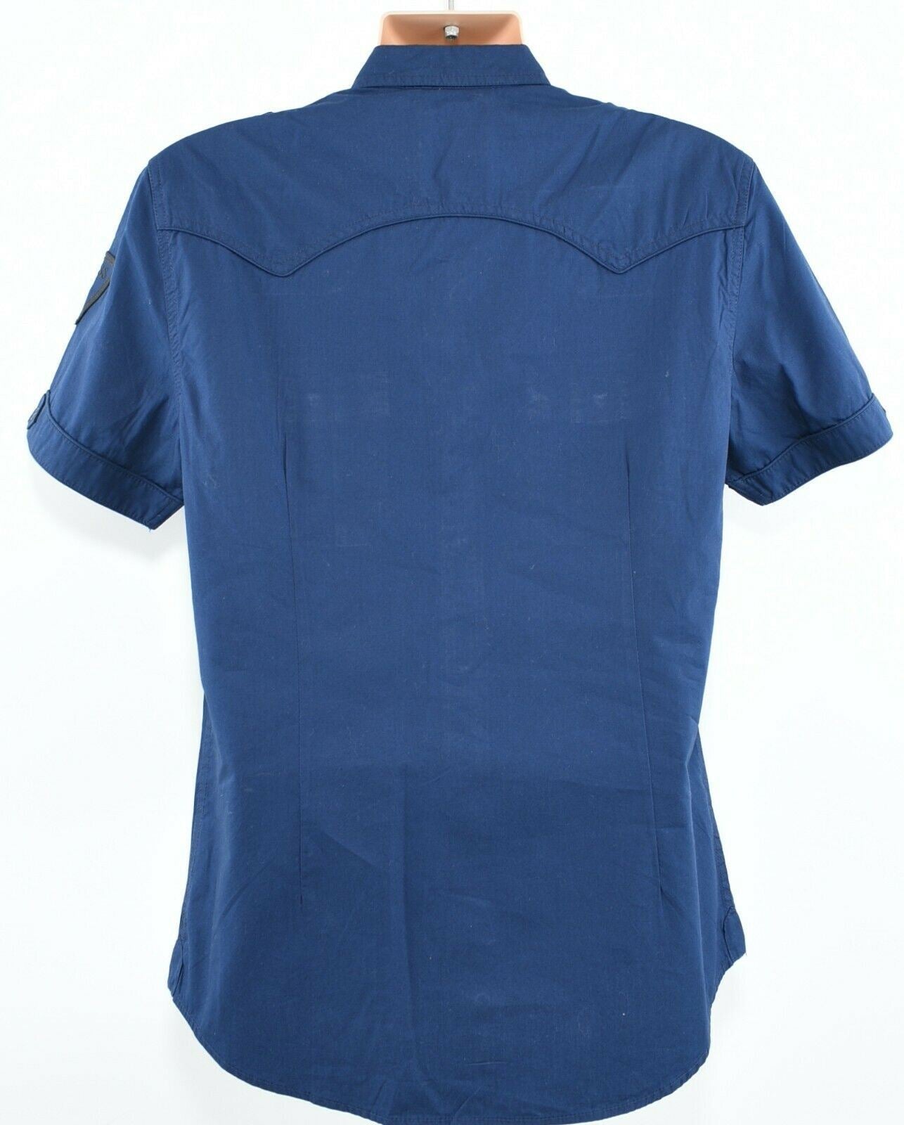 GUESS Men's Short Sleeve Casual Cotton Shirt, Ink Blue, size M